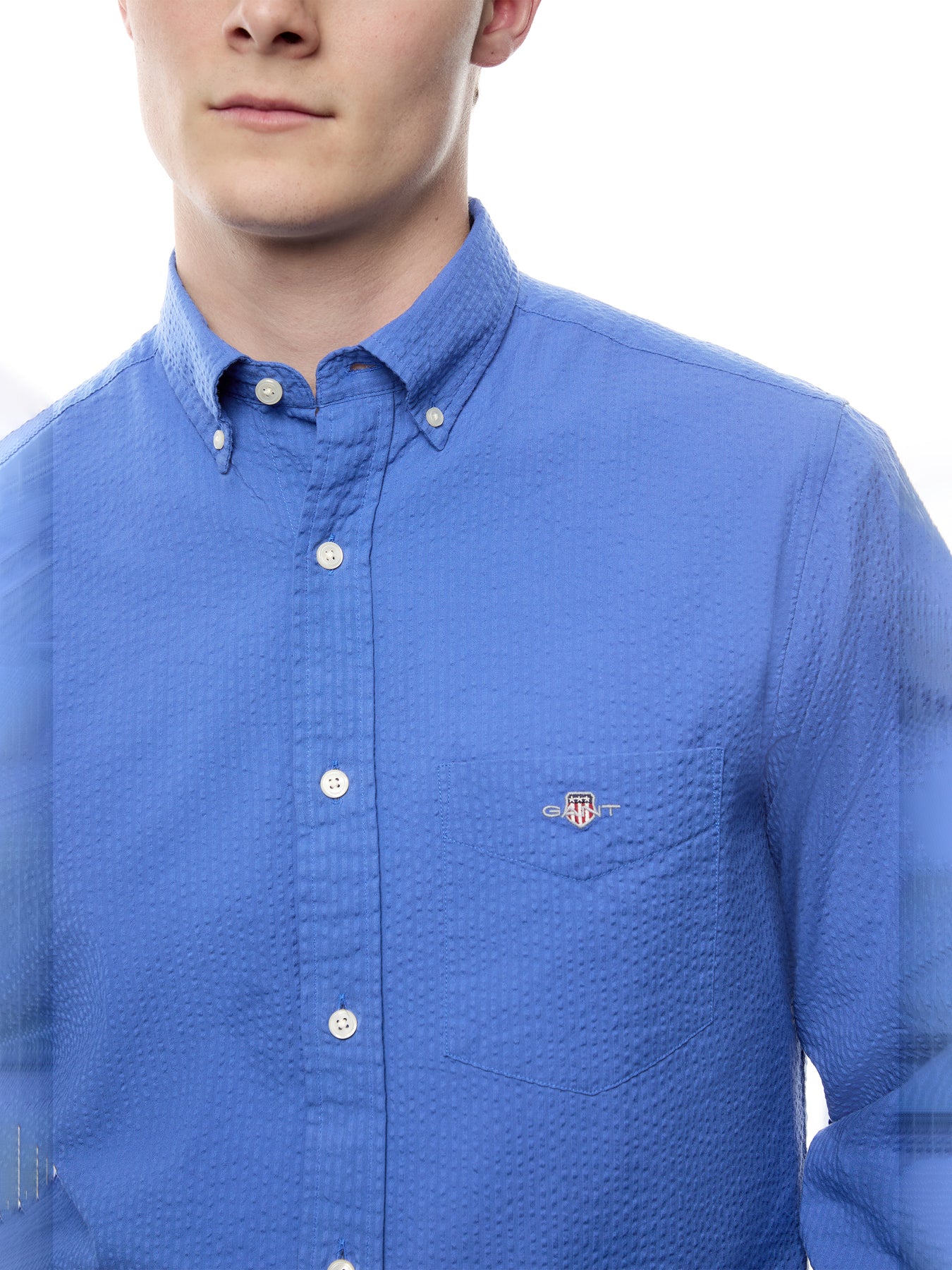 Regular Solid Seersucker Shirt - Image 3