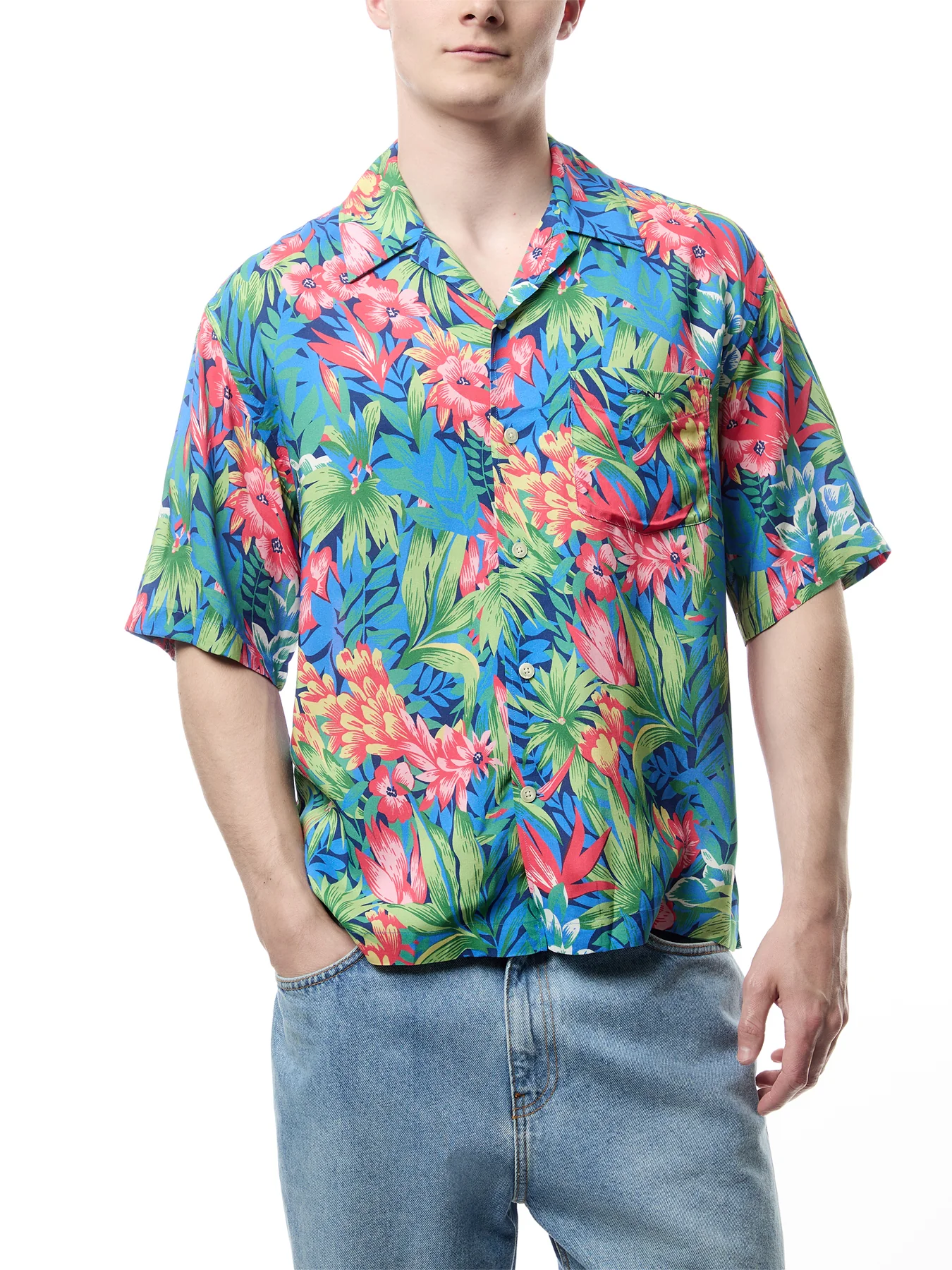 Relaxed Fit Tropical Print Short Sleeve Shirt - Image 4