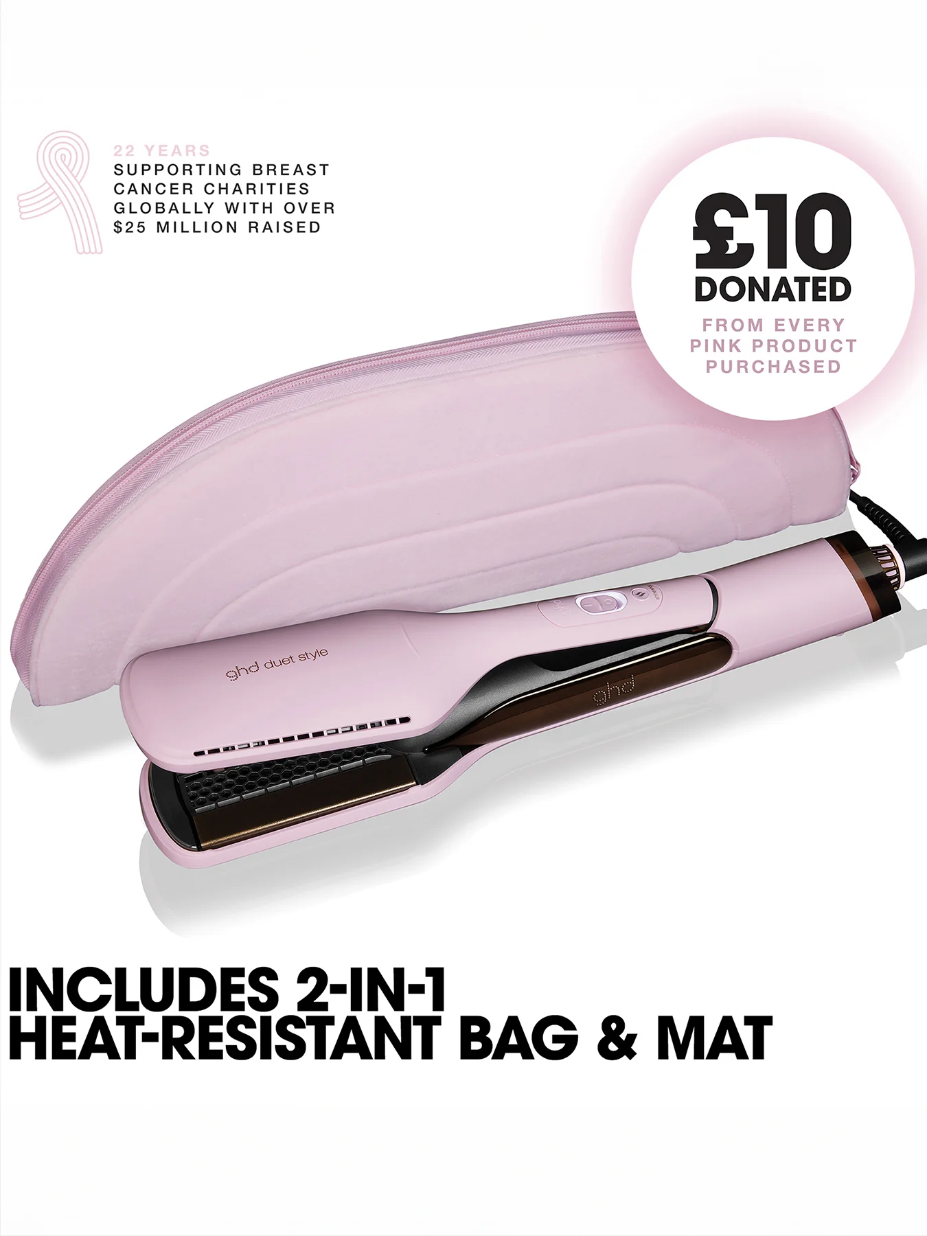Duet Style Charity Limited Edition Hot Air Styler in Pink Sorbet - Image 2