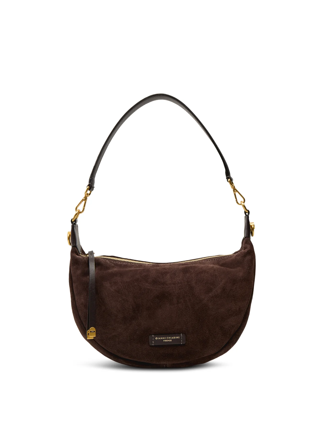 Aisha Suede Crescent Crossbody Moka