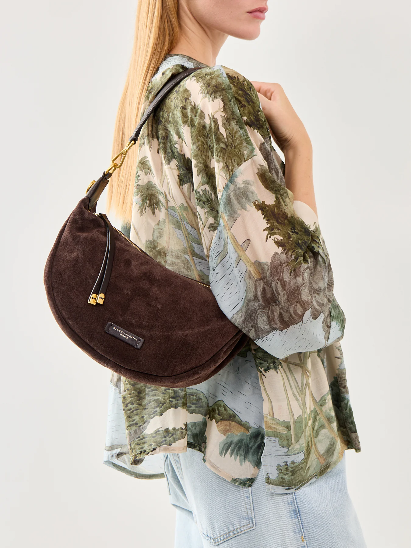 Aisha Suede Crescent Crossbody Moka - Image 2