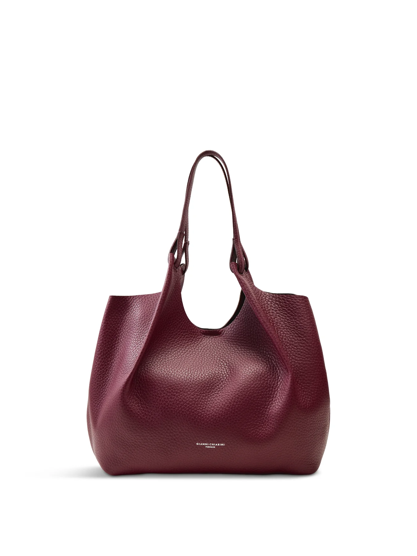Dua Large Shoulder Leather Tote Bag Berry Wine
