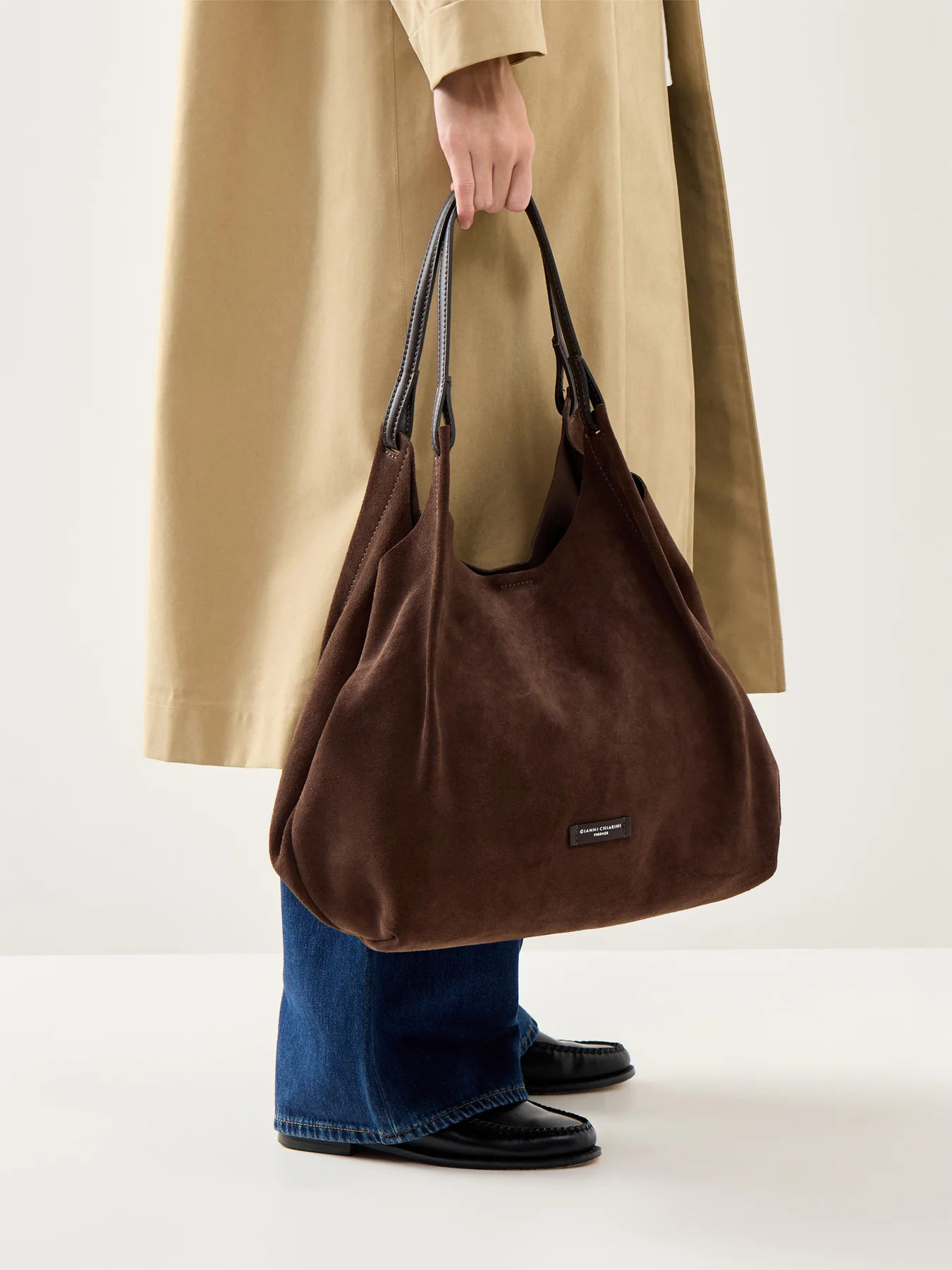 Dua Suede L Shoulder Tote Moka - Image 2