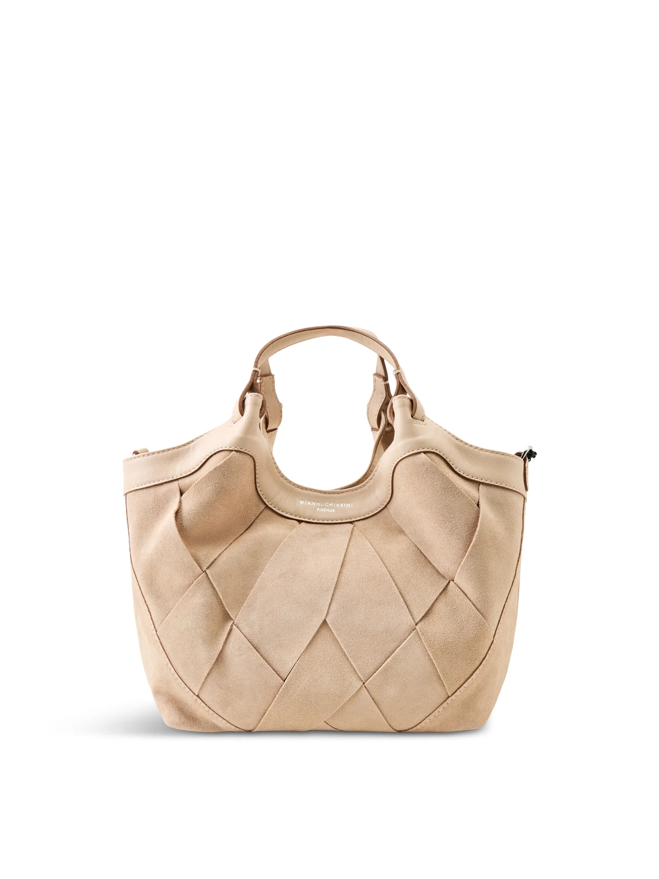 Dua Suede Medium Shoulder Tote Beige