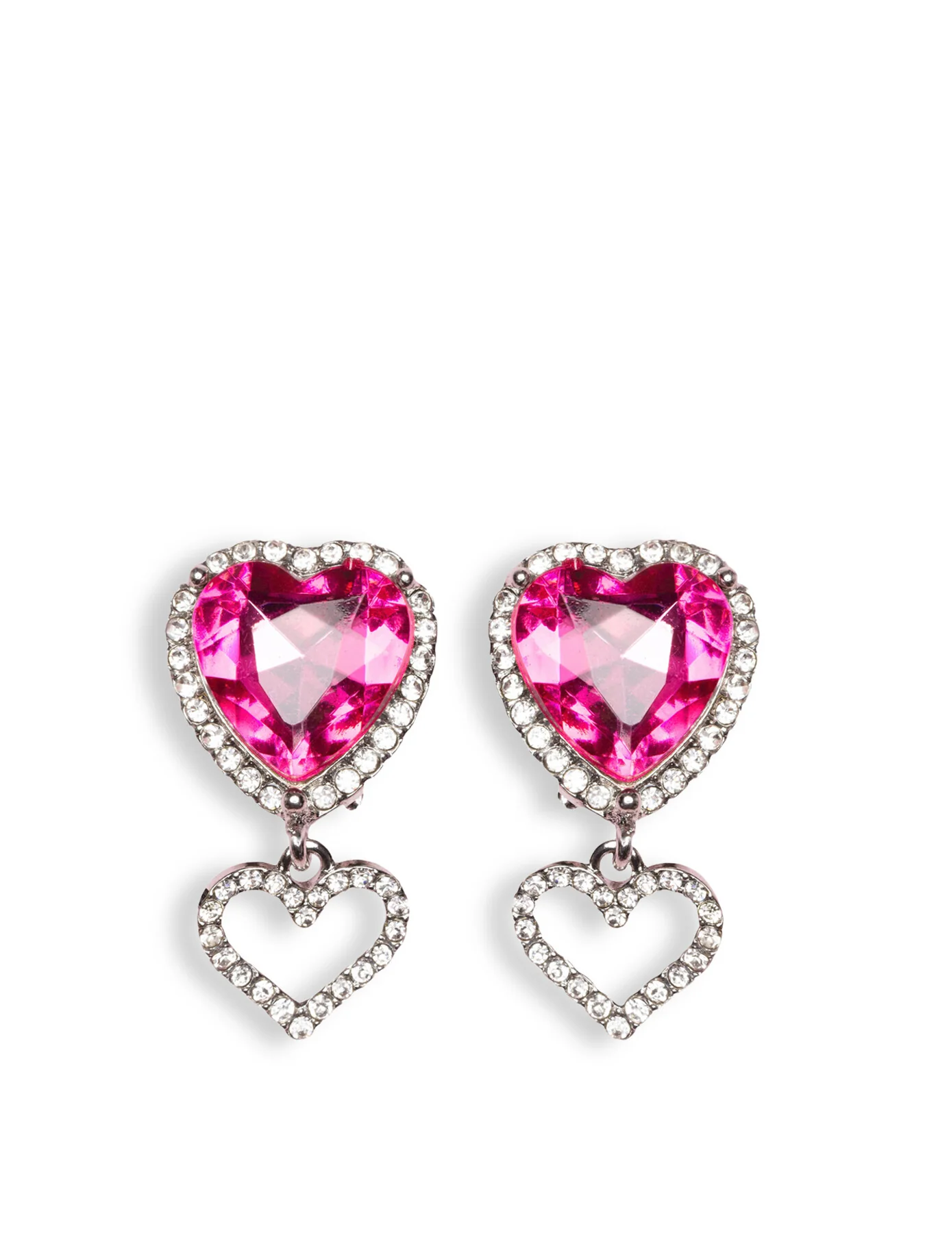 Heart Jewel Clip On Earrings
