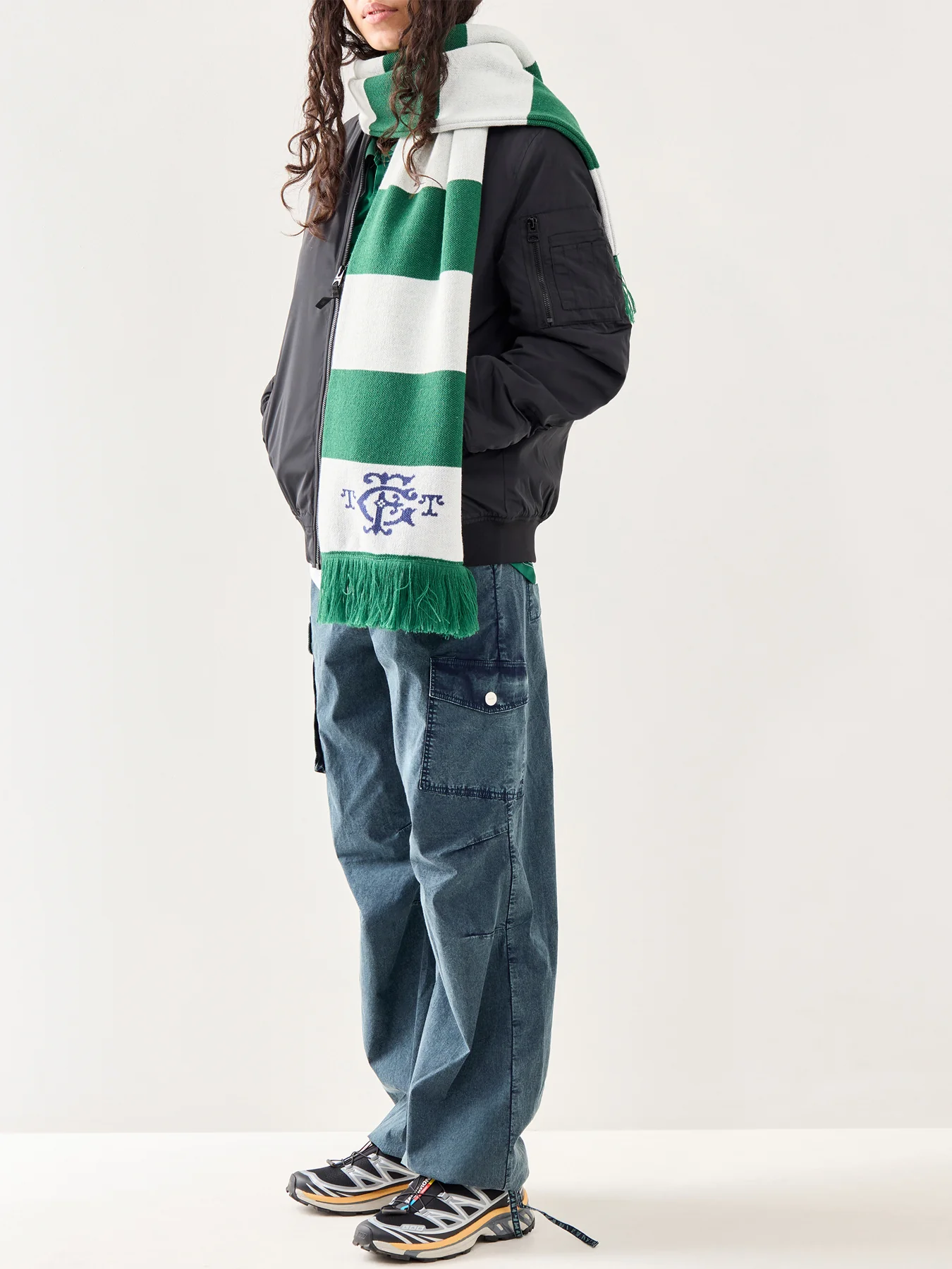 The Golden Flake Tavern Woven Scarf Green - Image 3