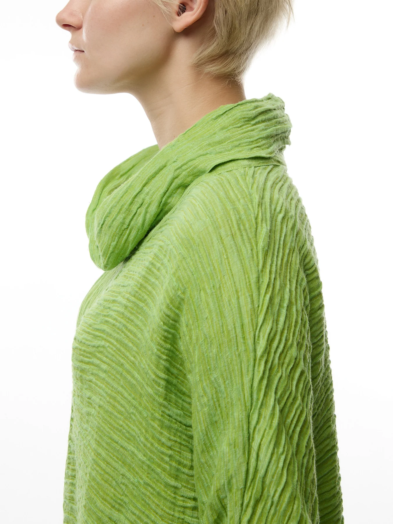 Silk Crinkle Cowl Neck Top - Image 3