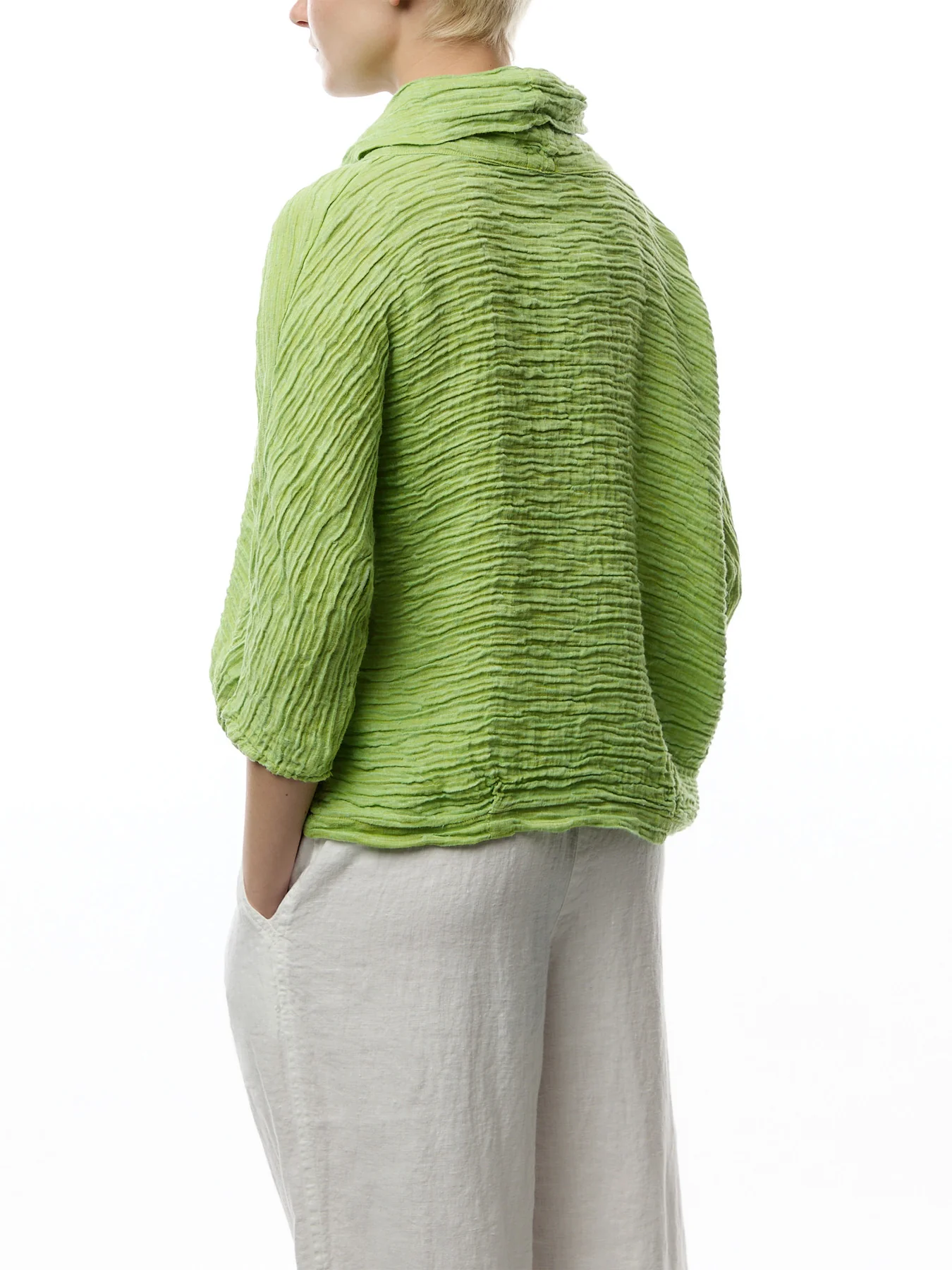Silk Crinkle Cowl Neck Top - Image 5
