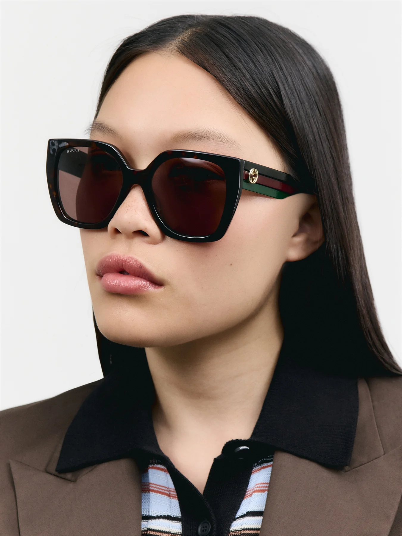 GG1300S Gucci Stripe Recycled Acetate Sunglasses - Image 2
