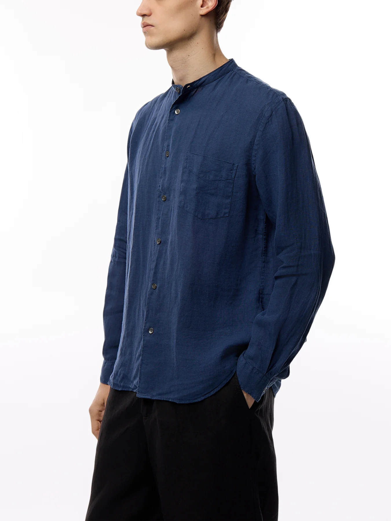 Collarless Premium Pat Woven Shirt - Image 4