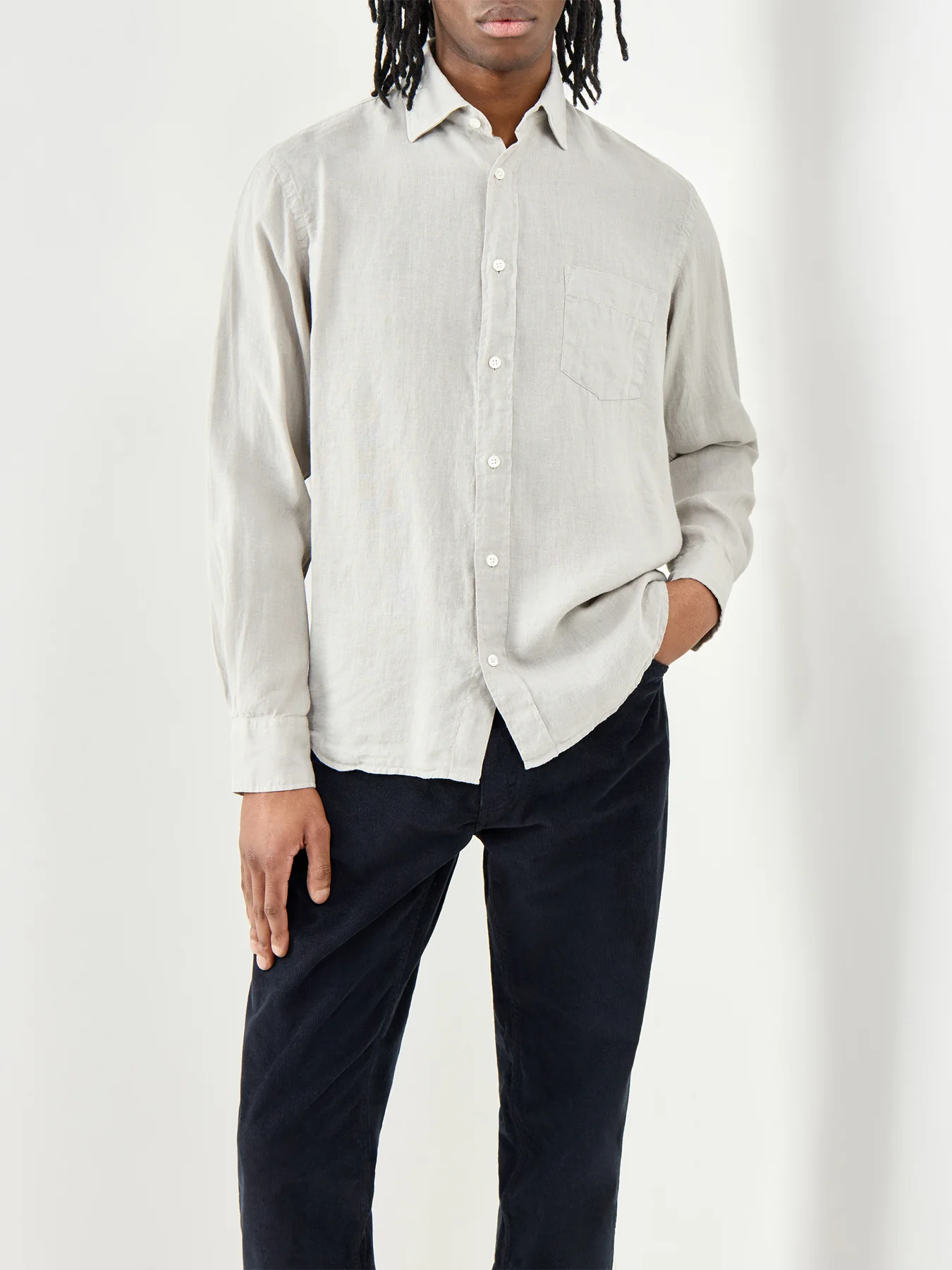 Patterned Linen Shirt Green - Image 4