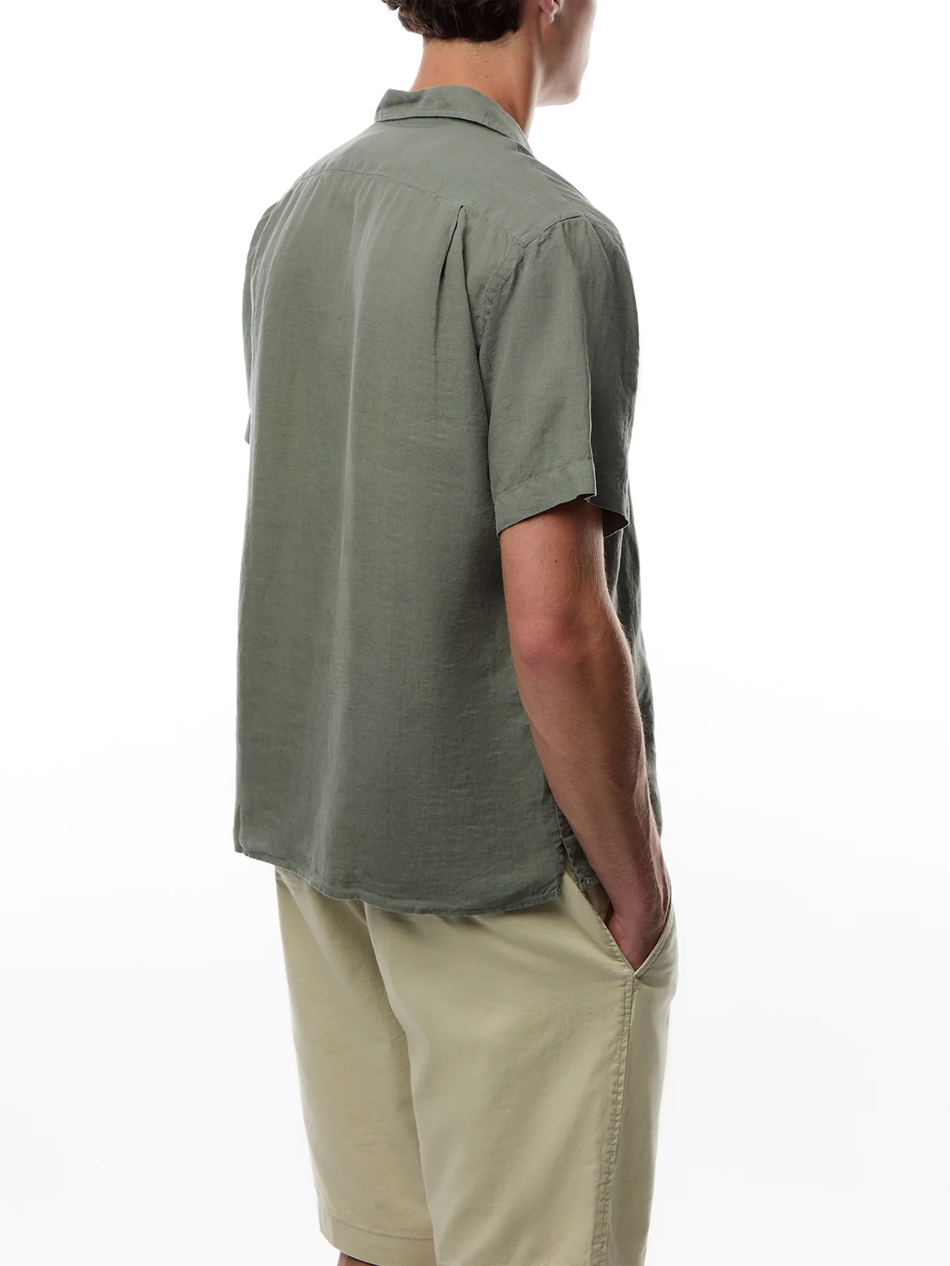 Revere Collar Linen Palm Mc Woven Shirt - Image 5