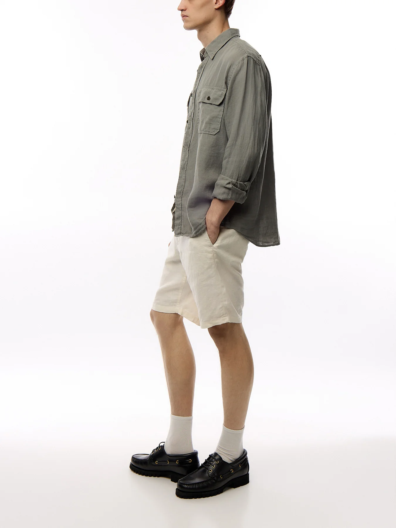Two Pocket  Linen Play Pat Woven Shirt - Image 2