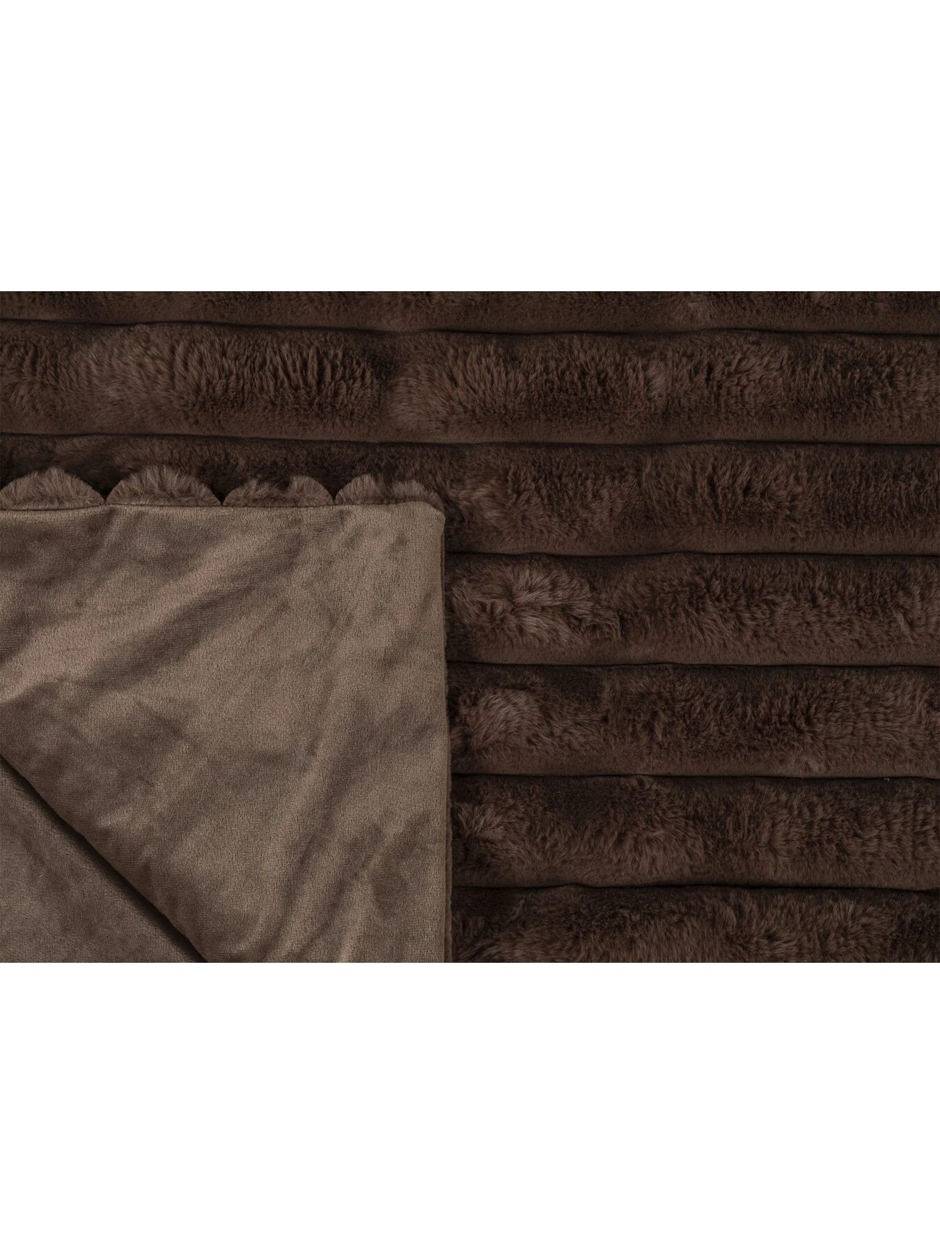 chunky cord faux fur throw mocha 150 x 220 - Image 2