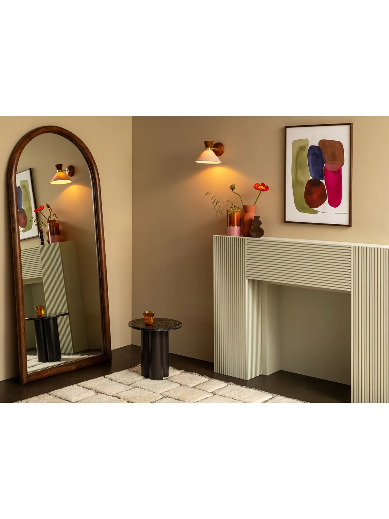 Genoa Arch Floor Mirror Walnut Finish 190 x 90cm - Image 2