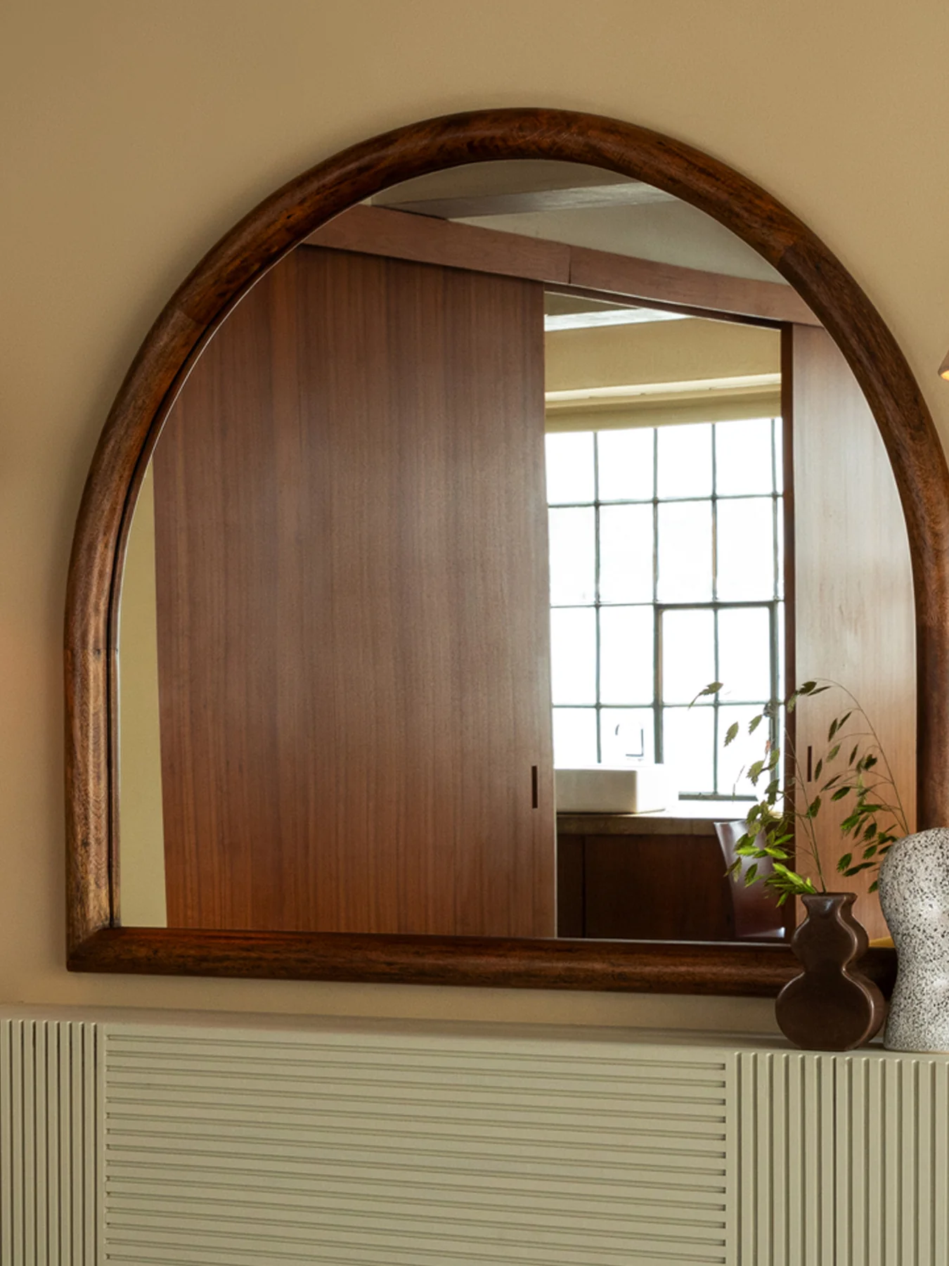 Genoa Over Mantle Mirror Walnut Finish 120 x 100cm - Image 2