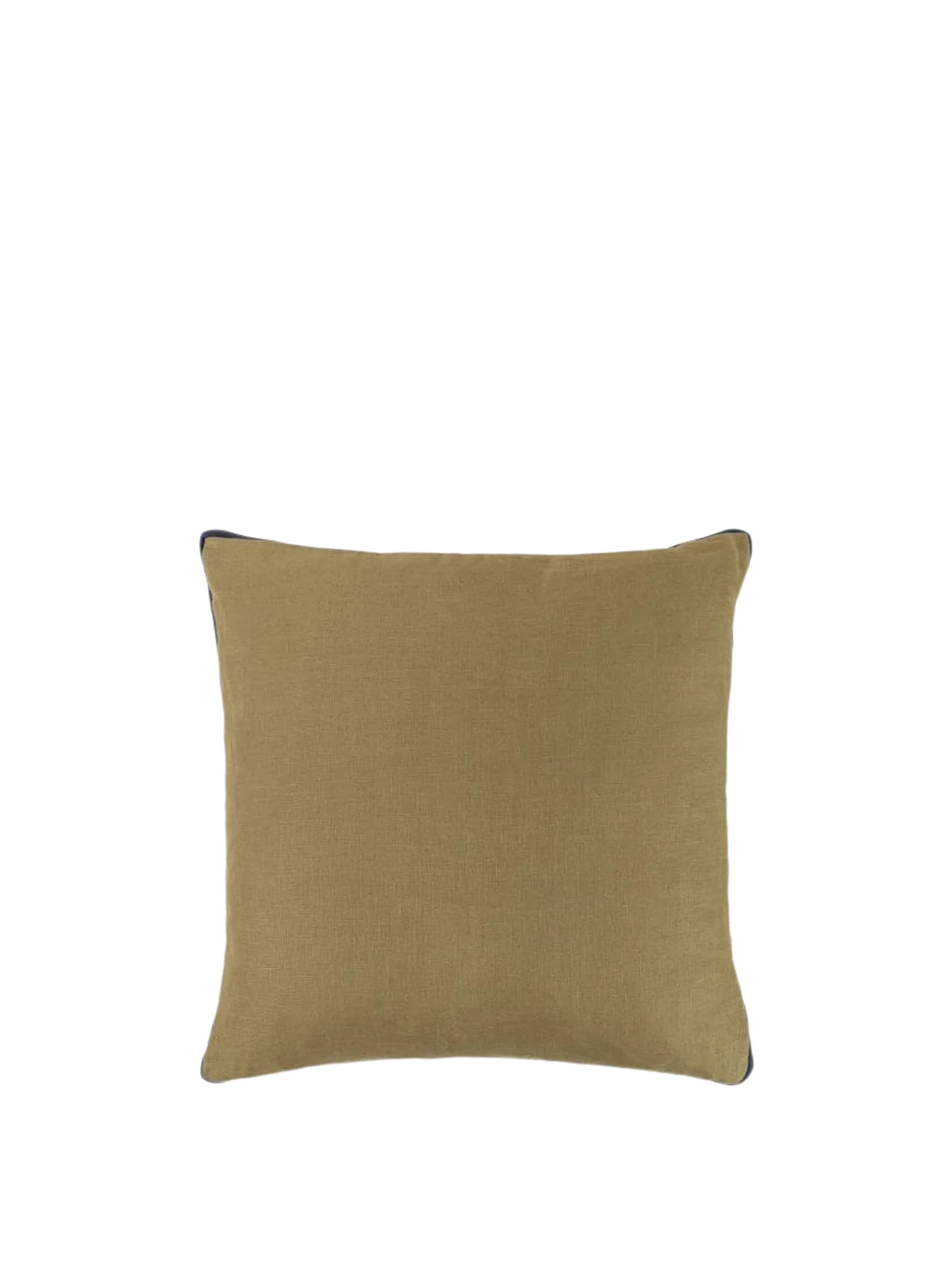 Limited Edition Linen Cushion Light Yellow & Olive Green 45 x 45 cm