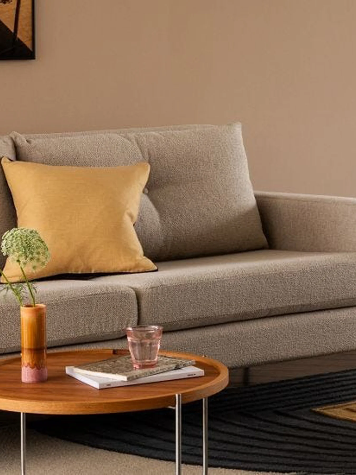 Limited Edition Linen Cushion Light Yellow & Olive Green 45 x 45 cm - Image 2