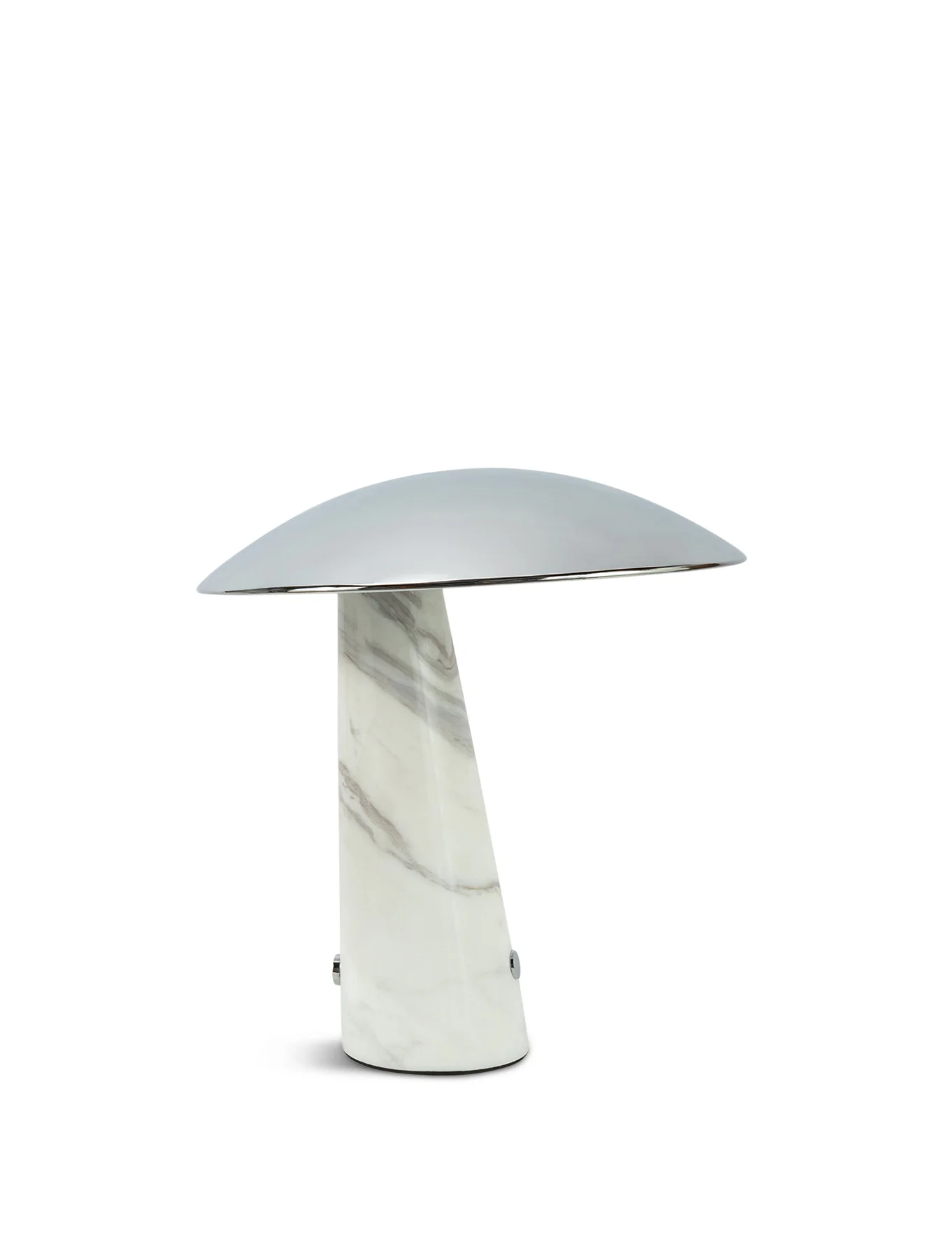 Abri LED Portable Table Lamp Chrome/White Volakas Marble