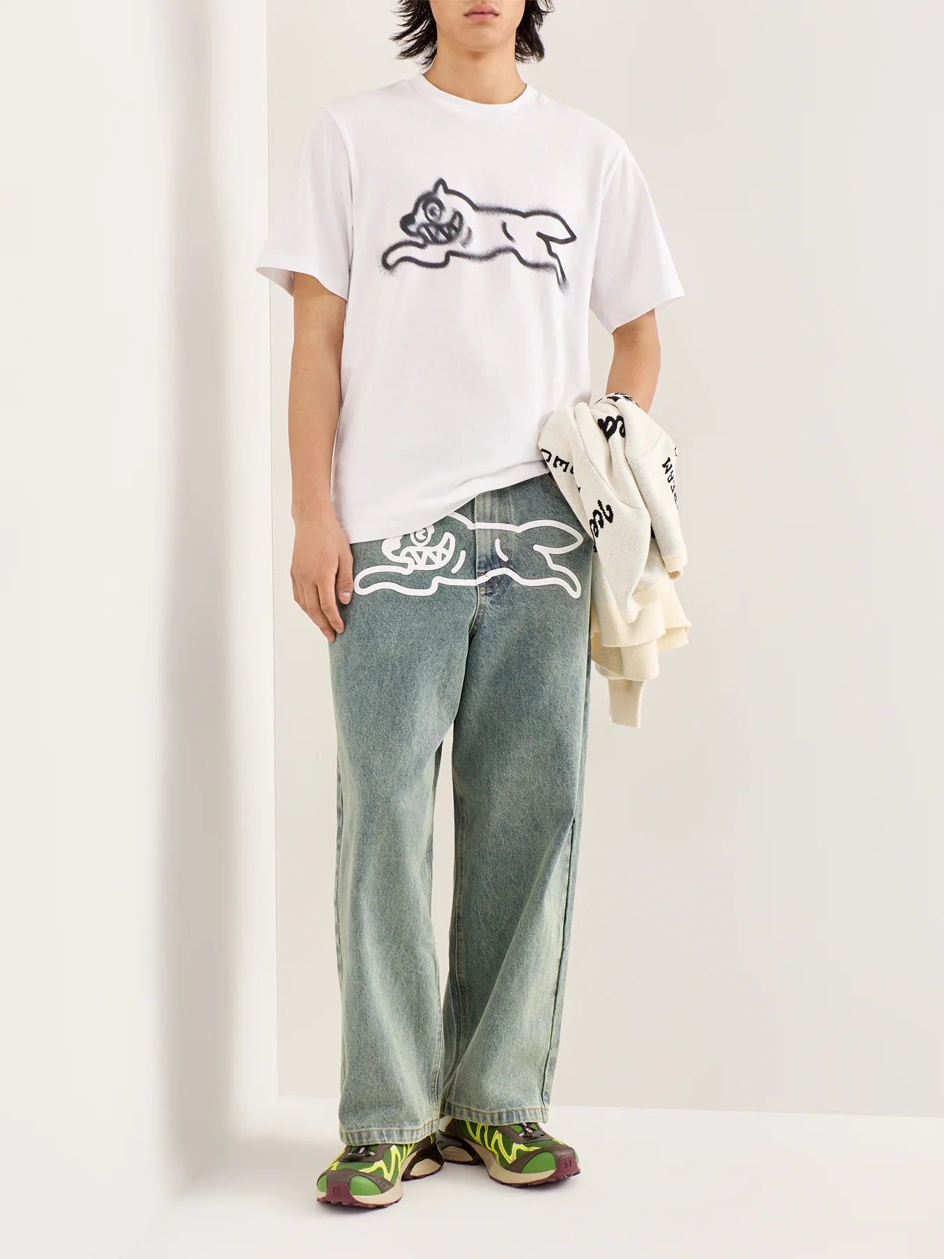 Spray Paint Running Dog T-Shirt White - Image 2