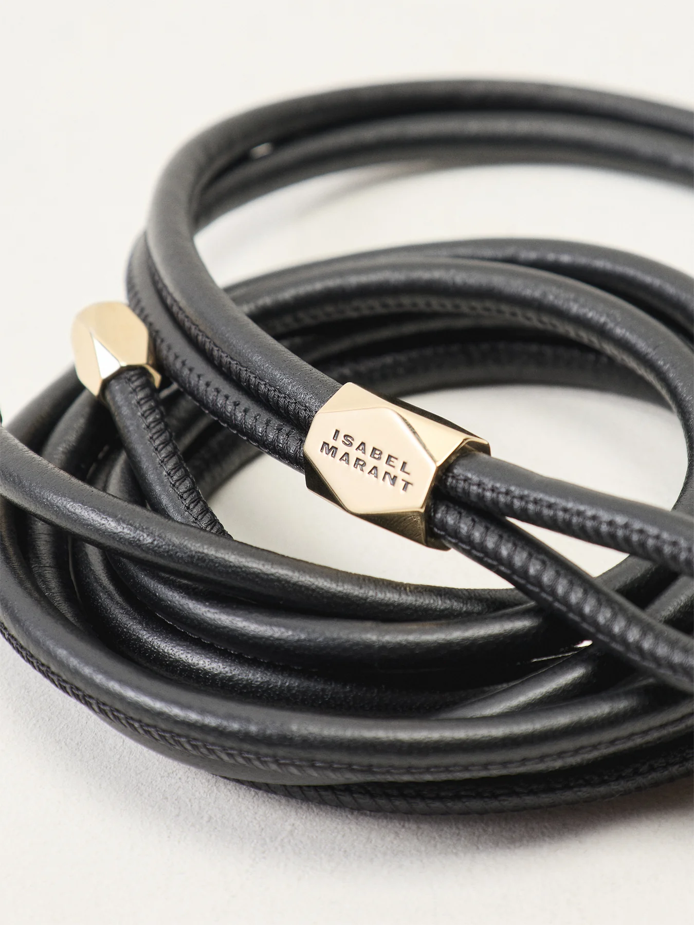 Silvia-Ga Leather String Obi Belt Black - Image 3