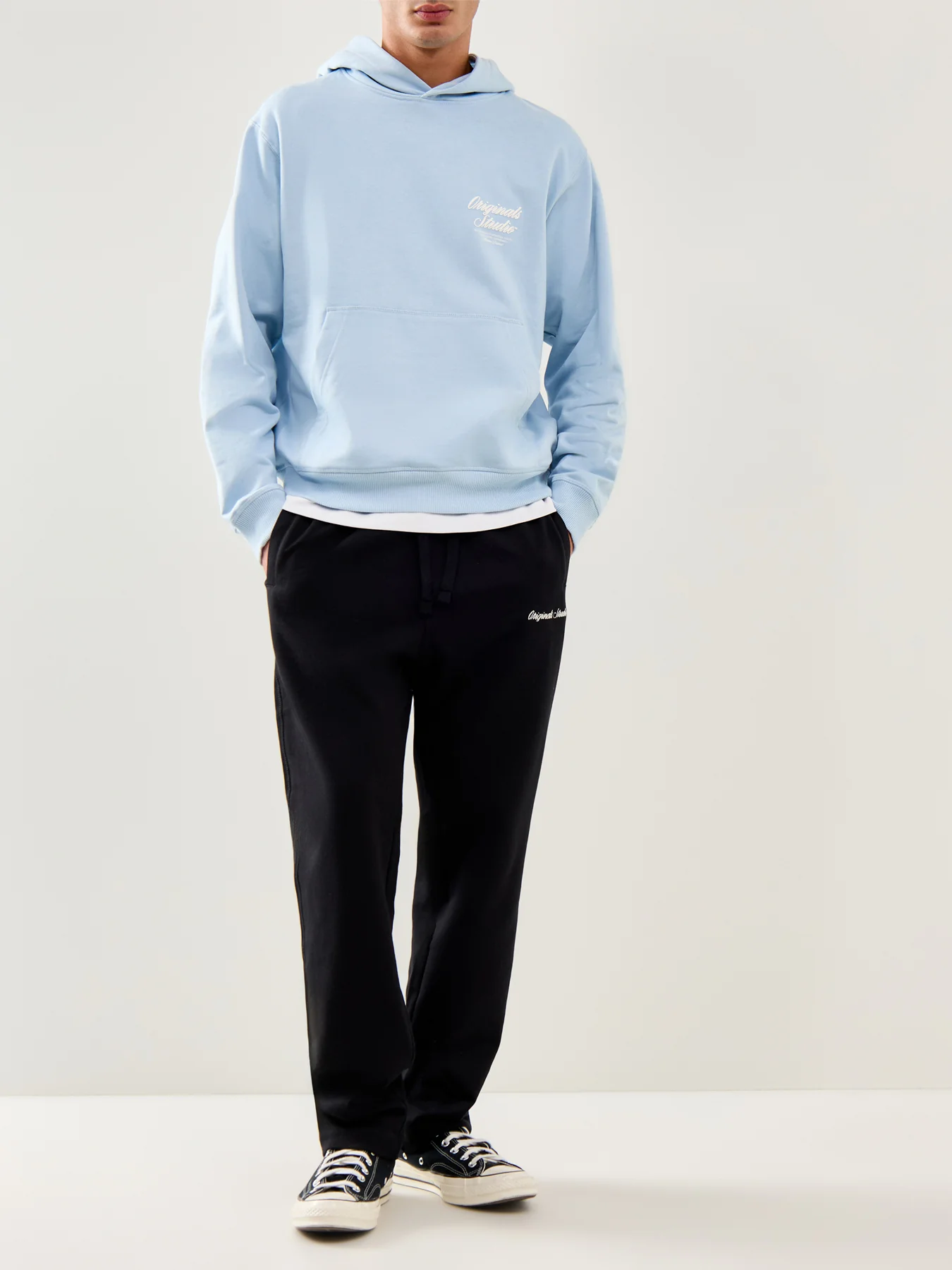 Typo Back Sweat Hoodie Blue - Image 2