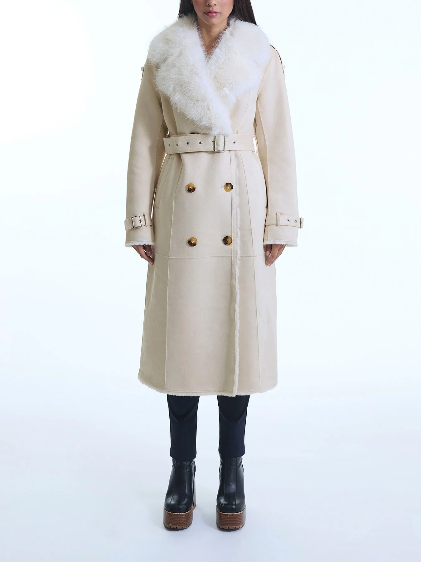 Faux Fur Suede Coat - Image 2