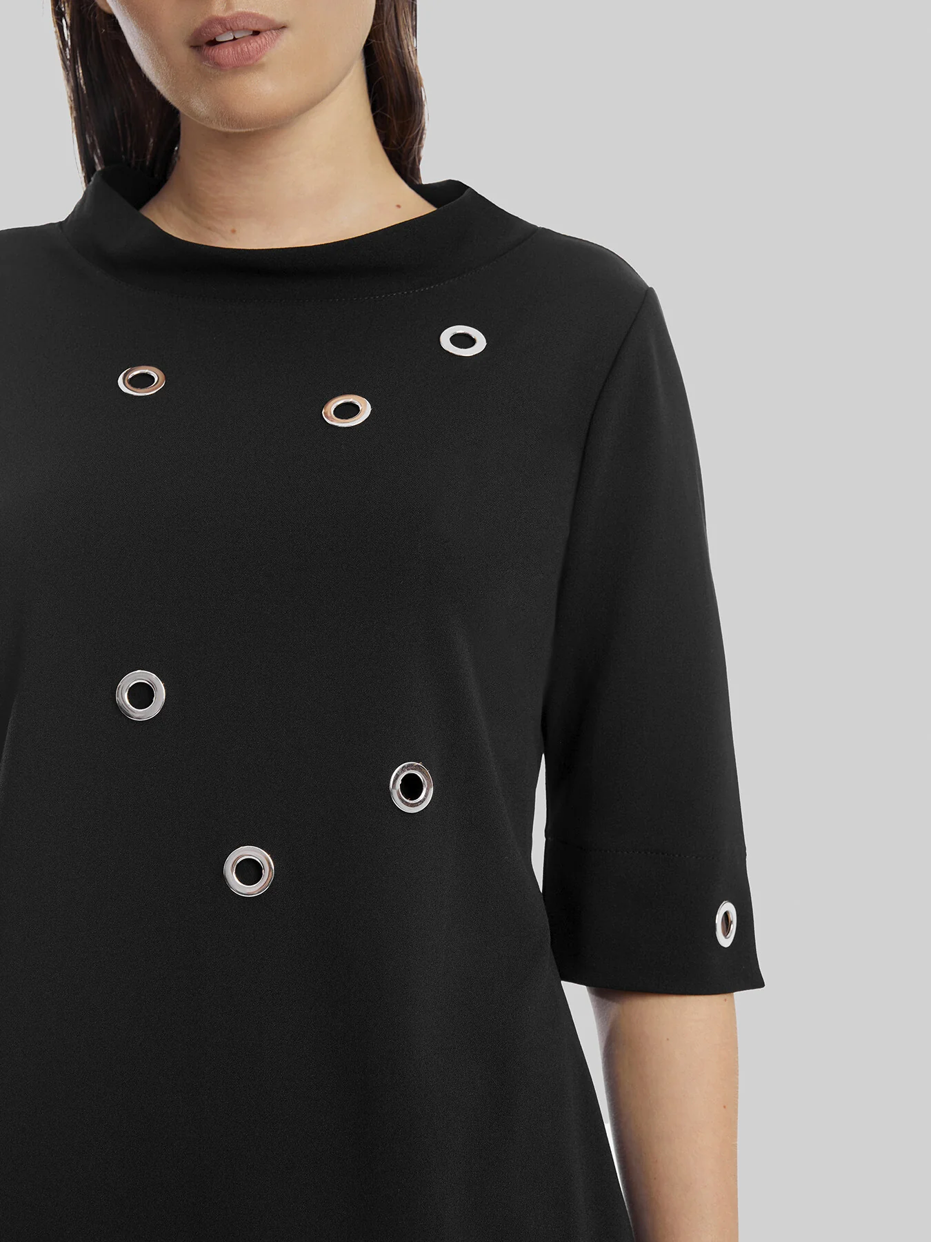 Eyelet High Collar Dress - Image 4