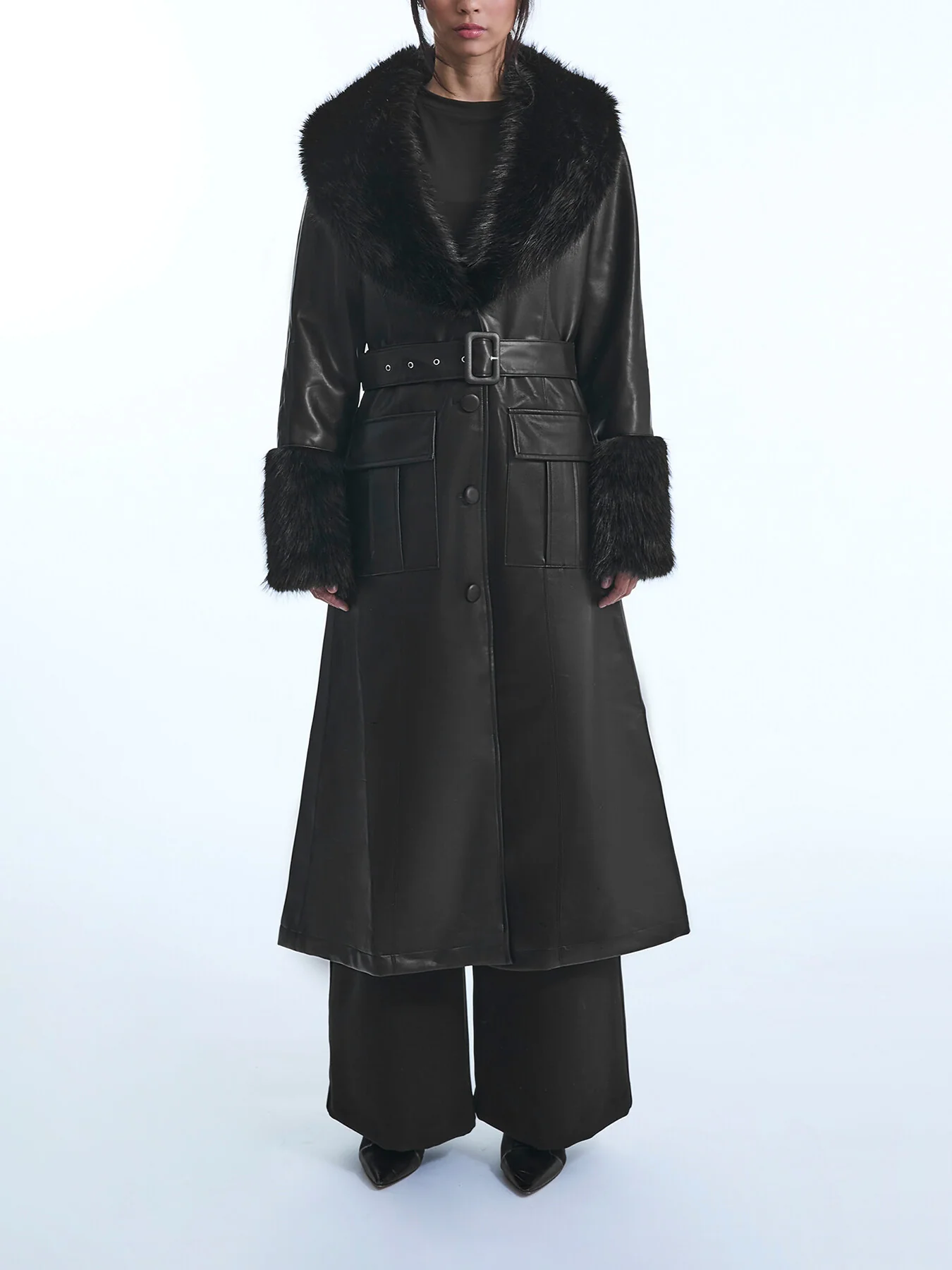 Faux Leather Coat - Image 4