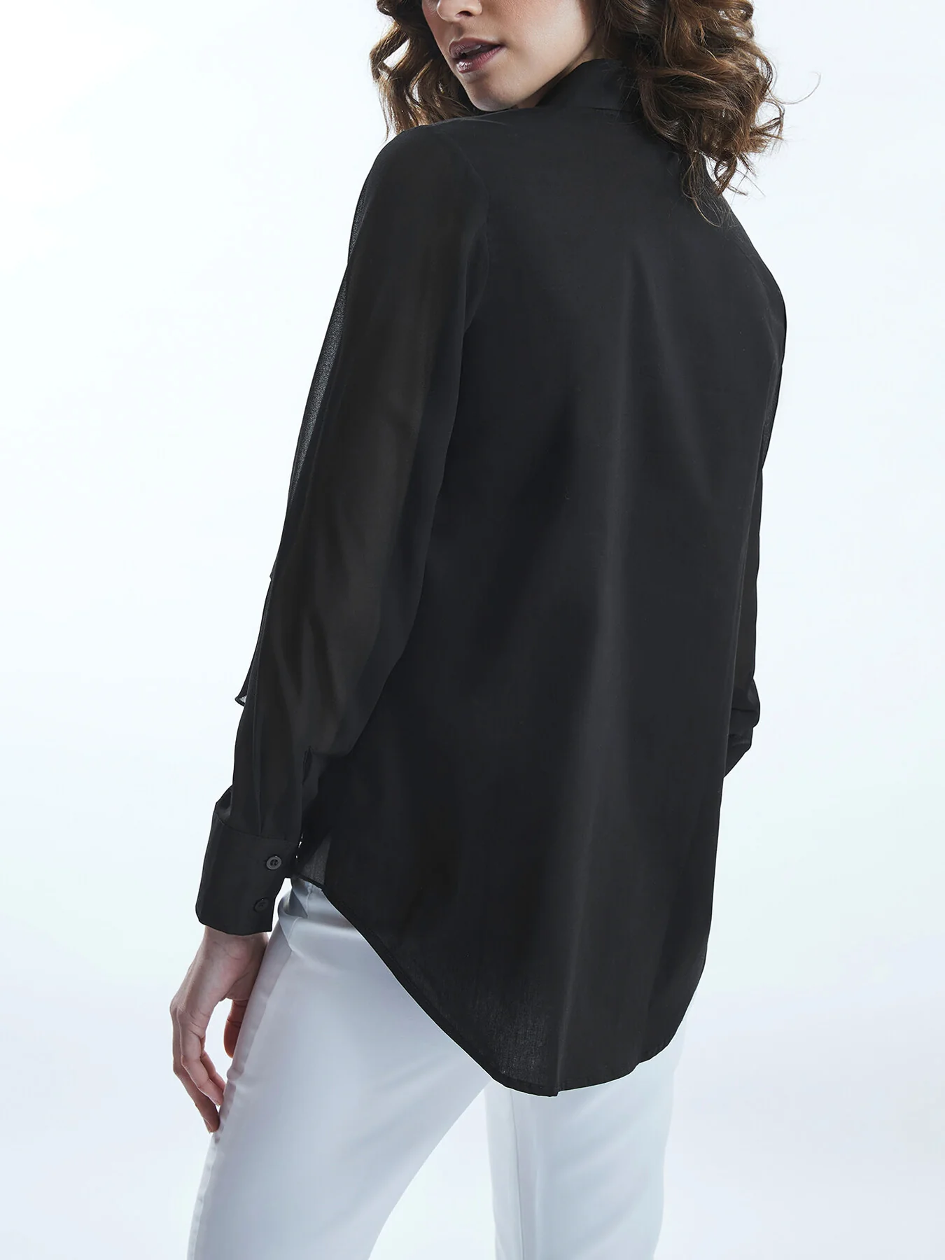 Sheer Sleeve Ruffle Shirt - Image 2