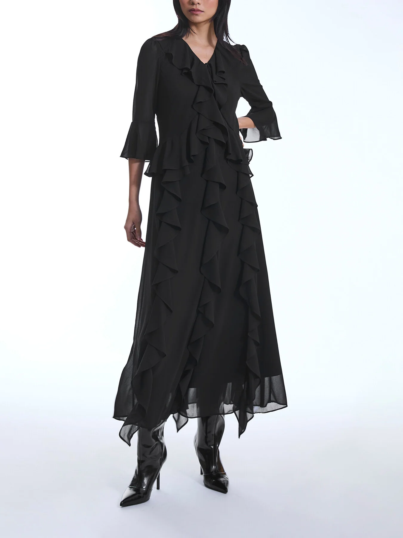 V-Neck Ruffle Dress - Image 4