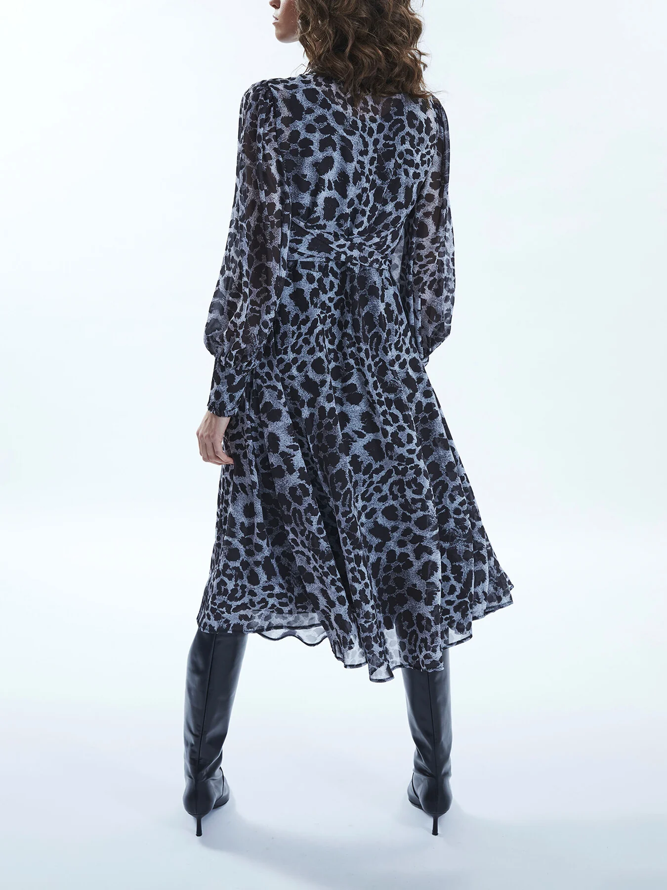 Leopard Print Midi Ruffle Dress - Image 2