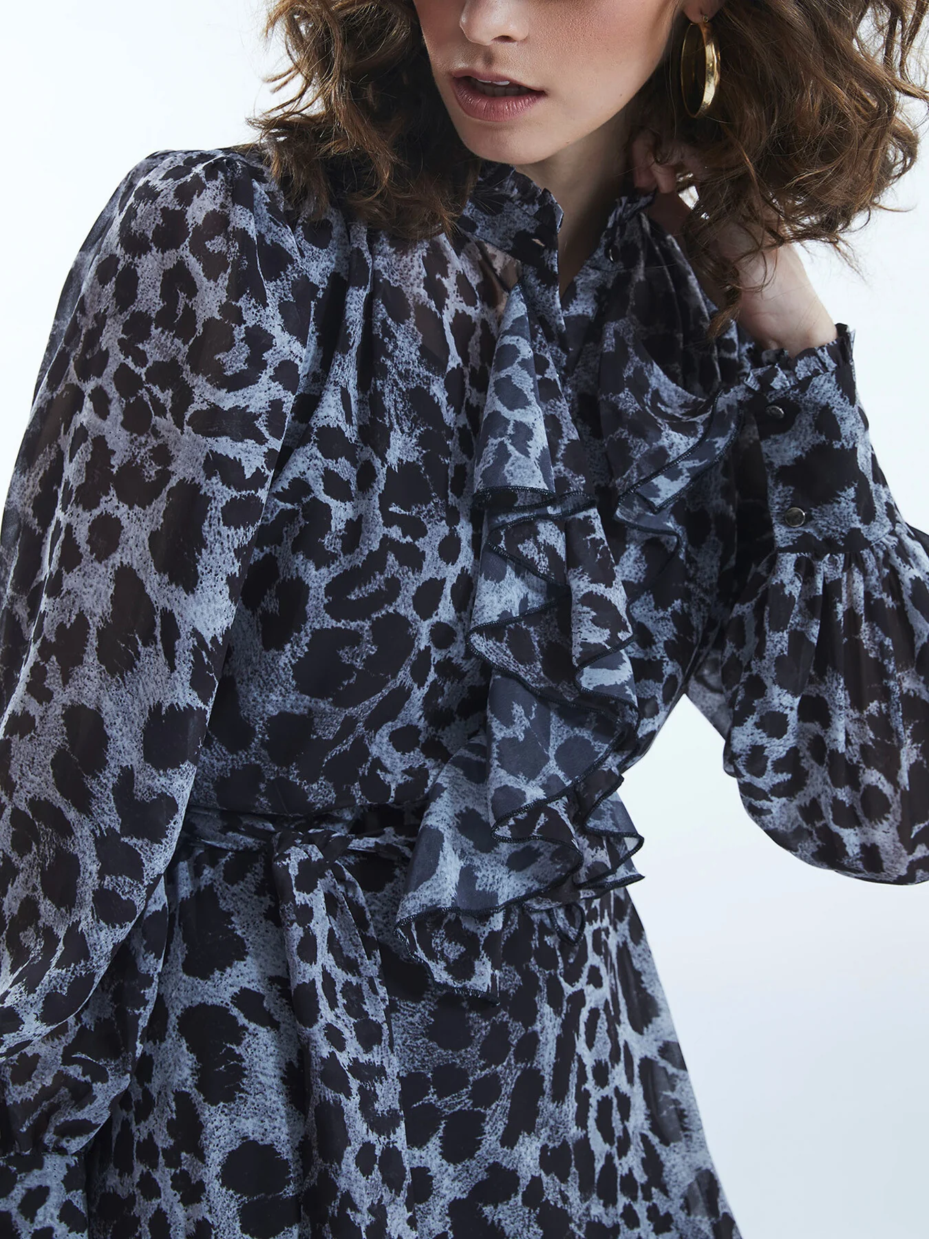 Leopard Print Midi Ruffle Dress - Image 3