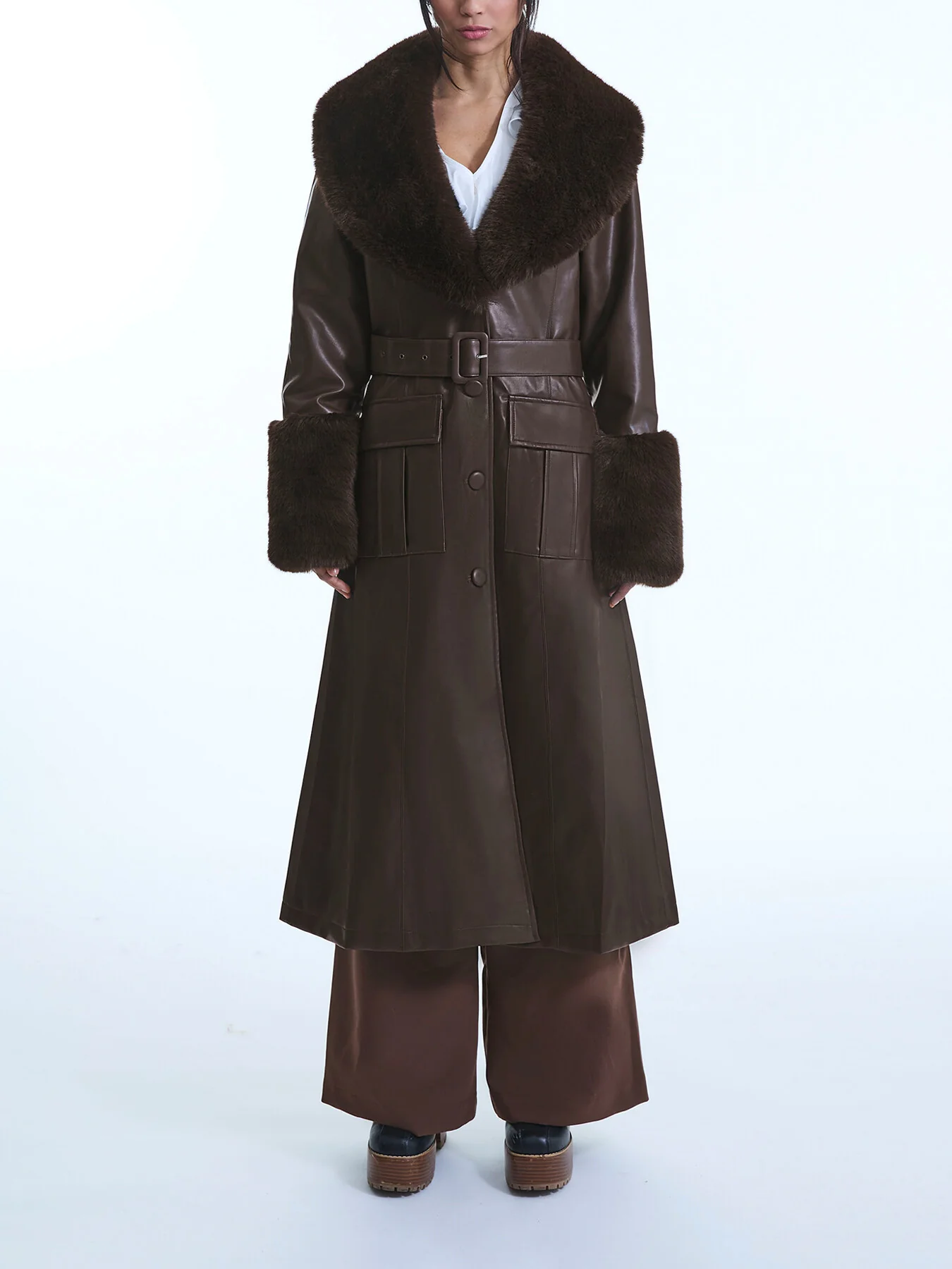 Faux Leather Coat - Image 2