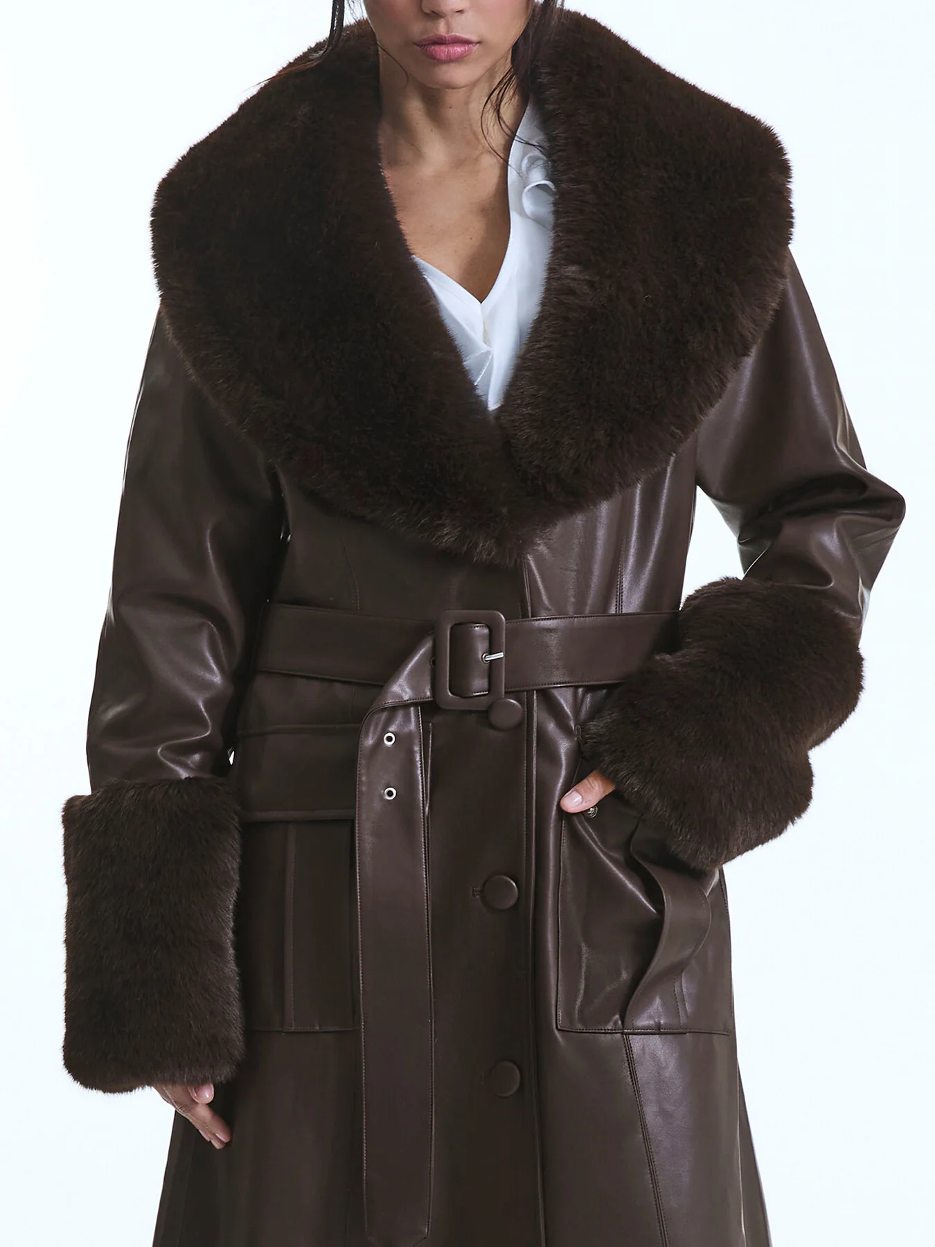Faux Leather Coat - Image 3