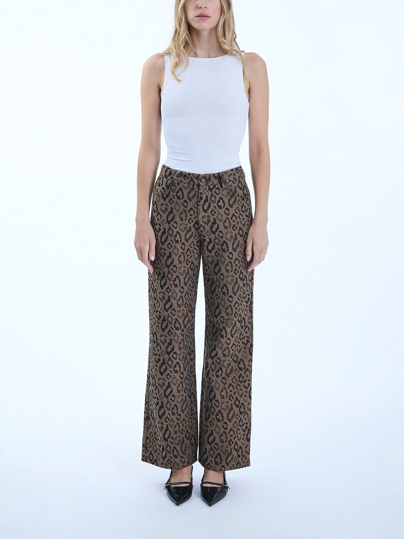 Leopard Print Detail Trousers - Image 2