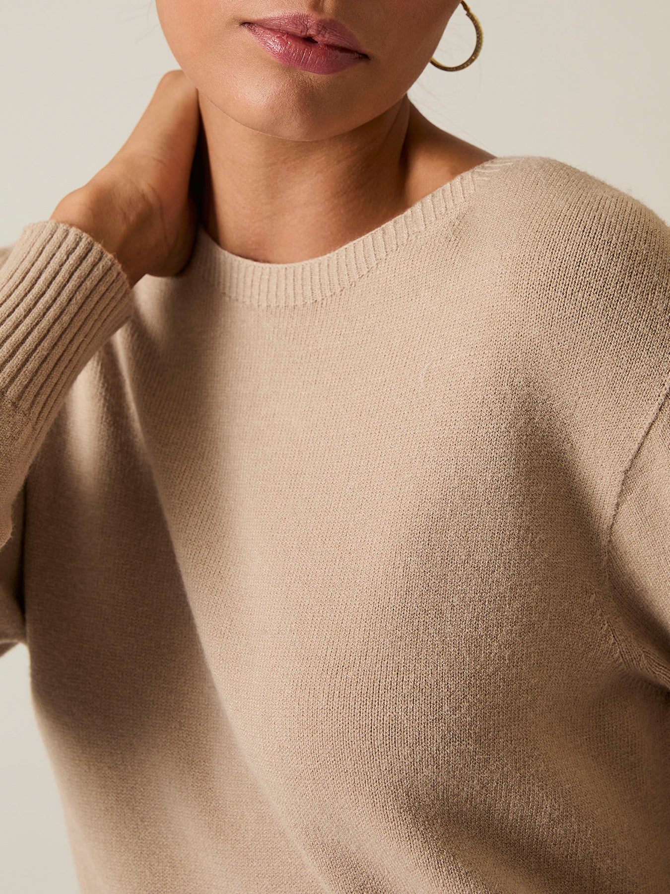 Knitted Midi Dress Taupe - Image 2