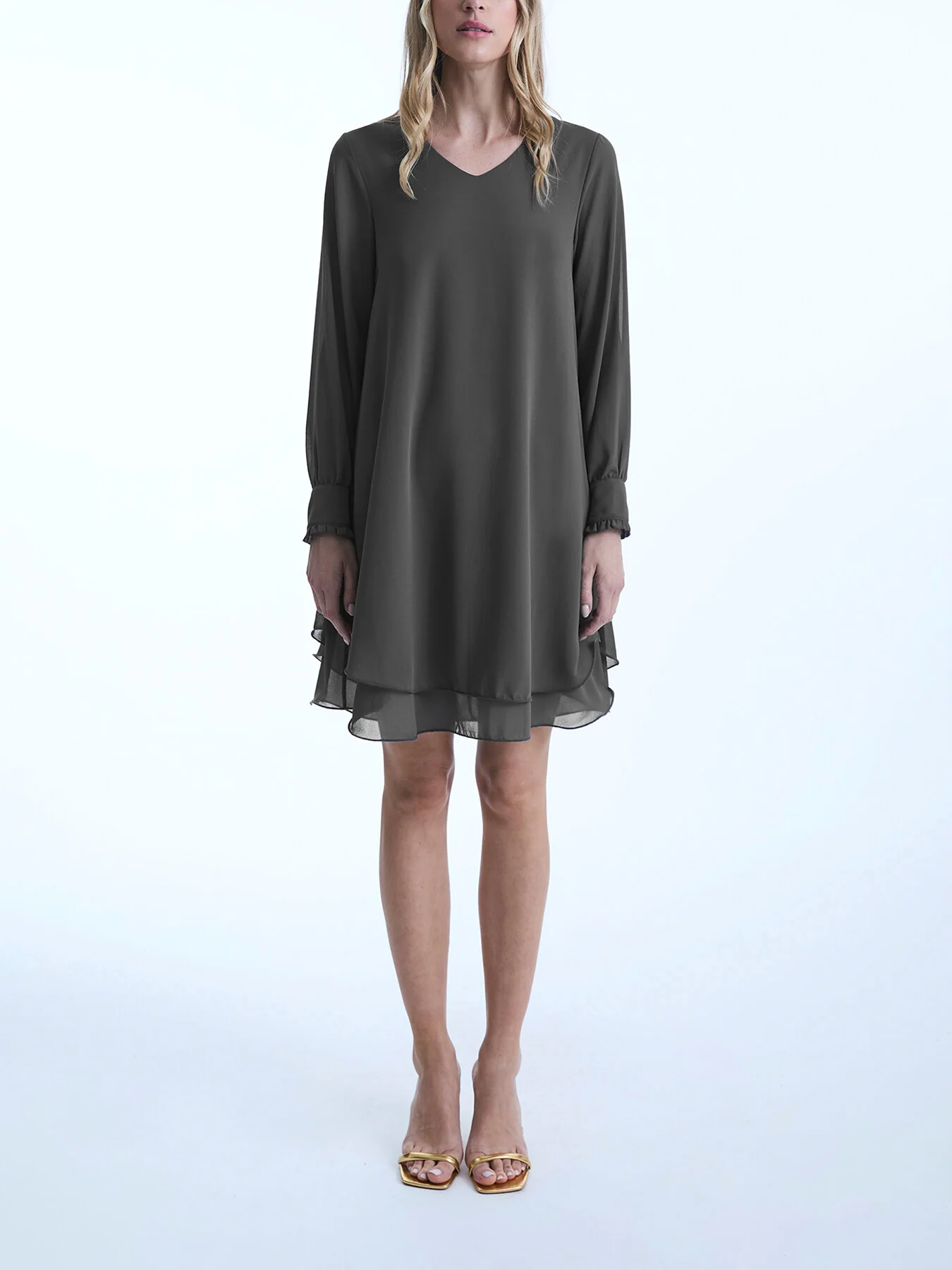 Grey Wave Hem Dress - Image 2