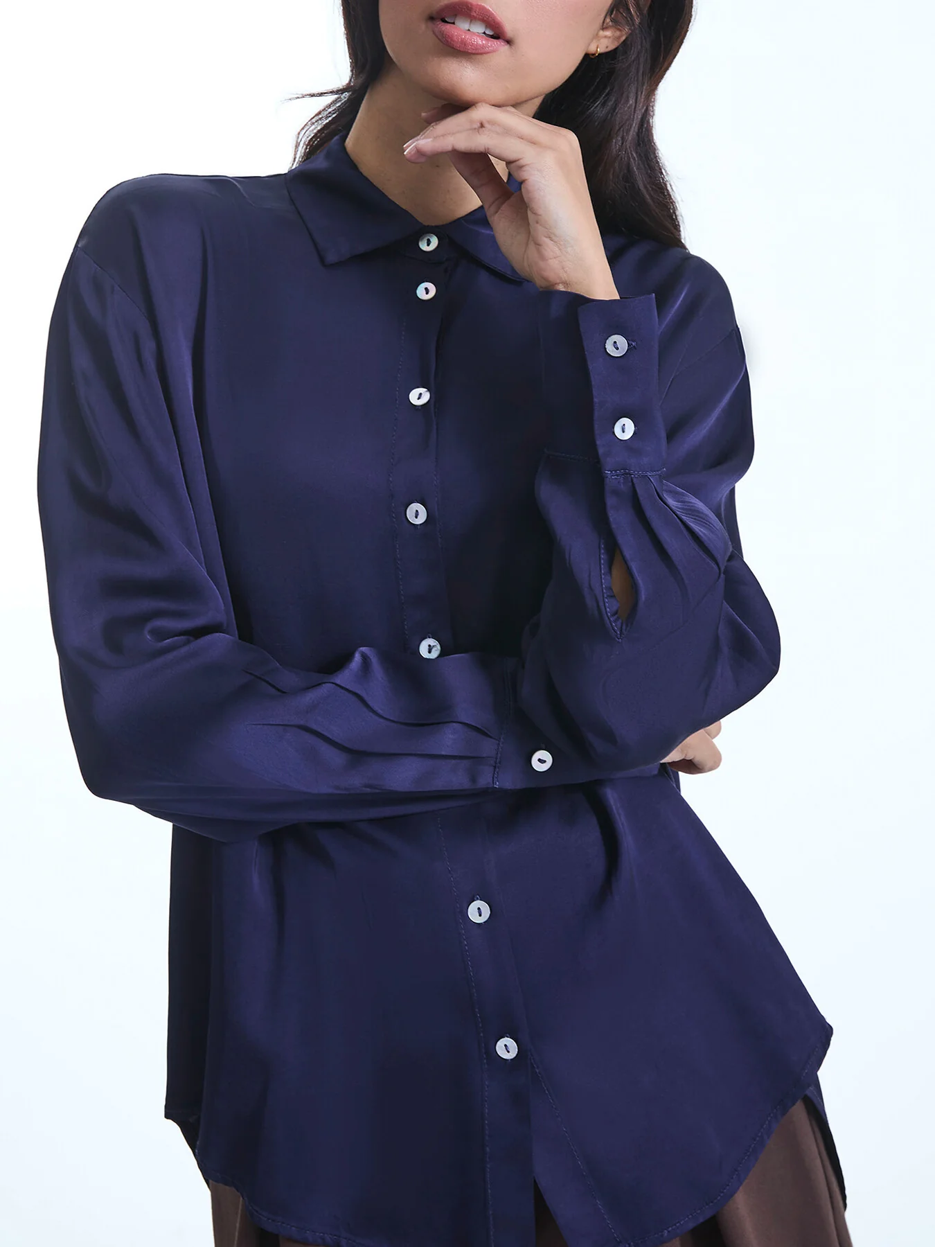 Blue Satin Finish Shirt - Image 3