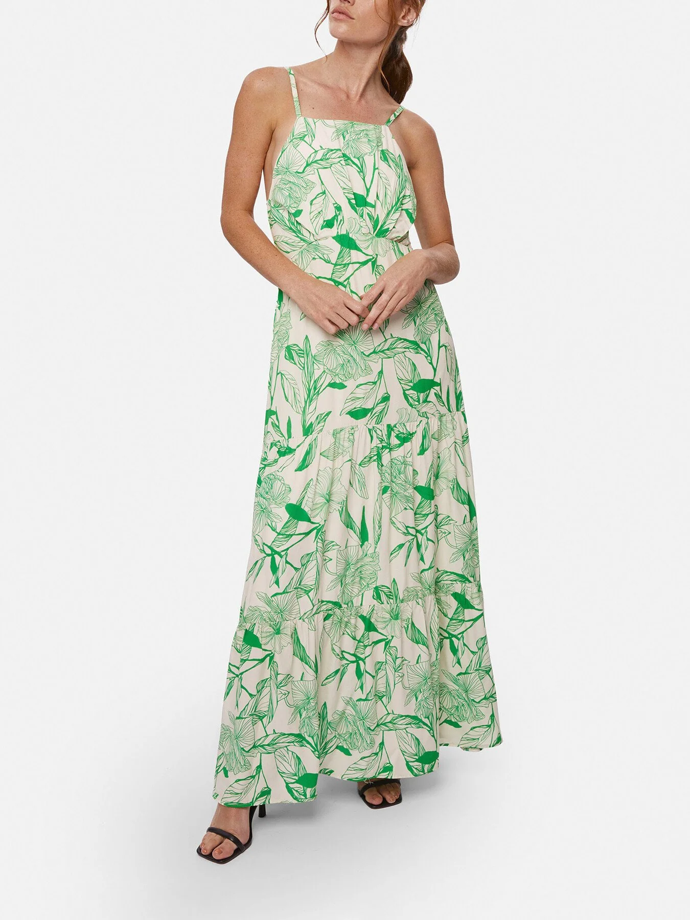 Open Back Print Tiered Midi Dress - Image 4