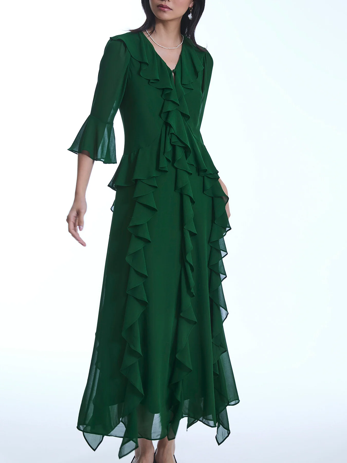 V-Neck Ruffle Dress - Image 4