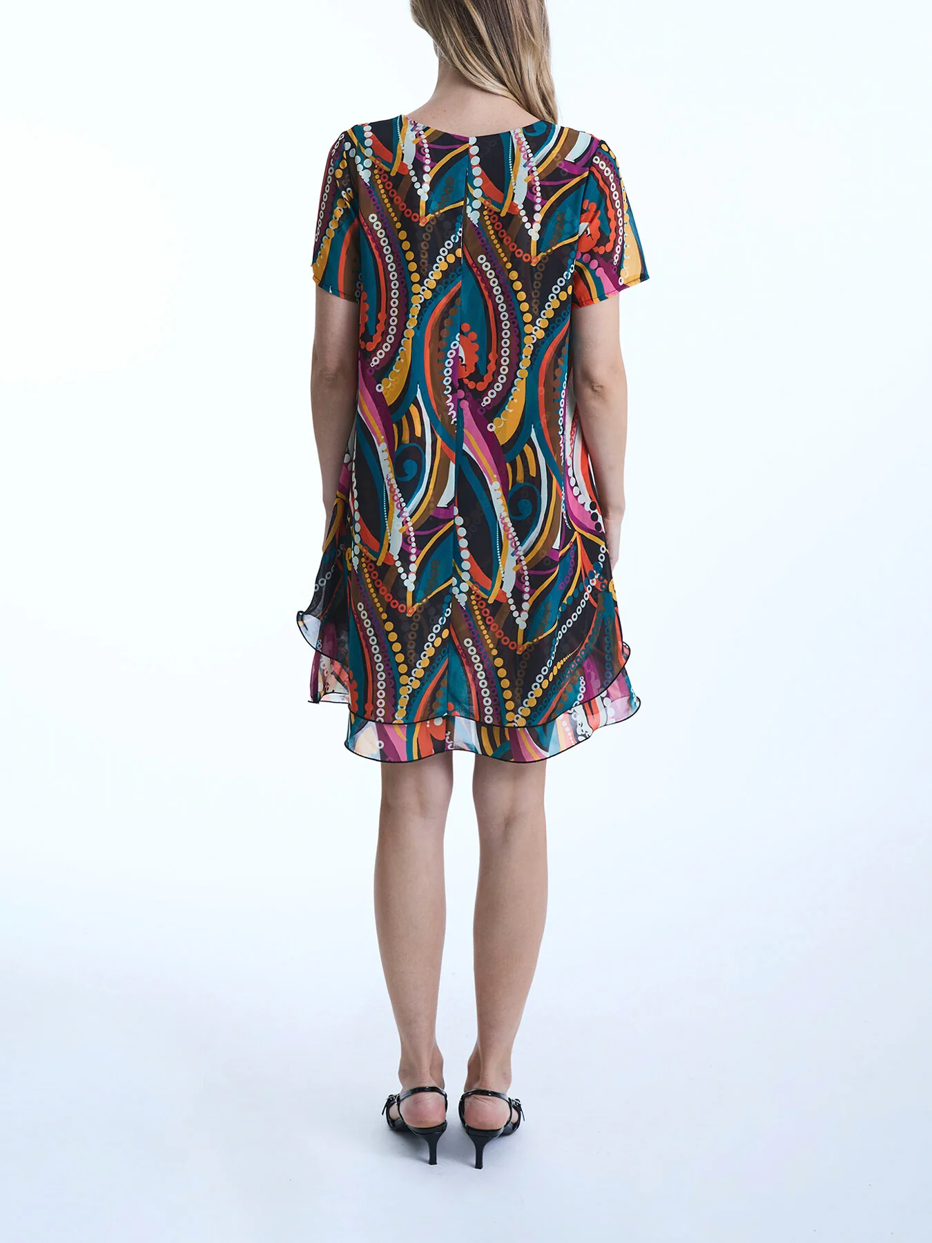 Abstract Print Wave Hem Dress - Image 4