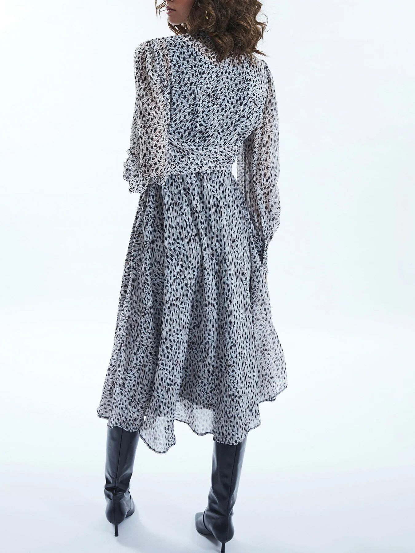 Printed Front Ruffle Midi Dress - Image 2