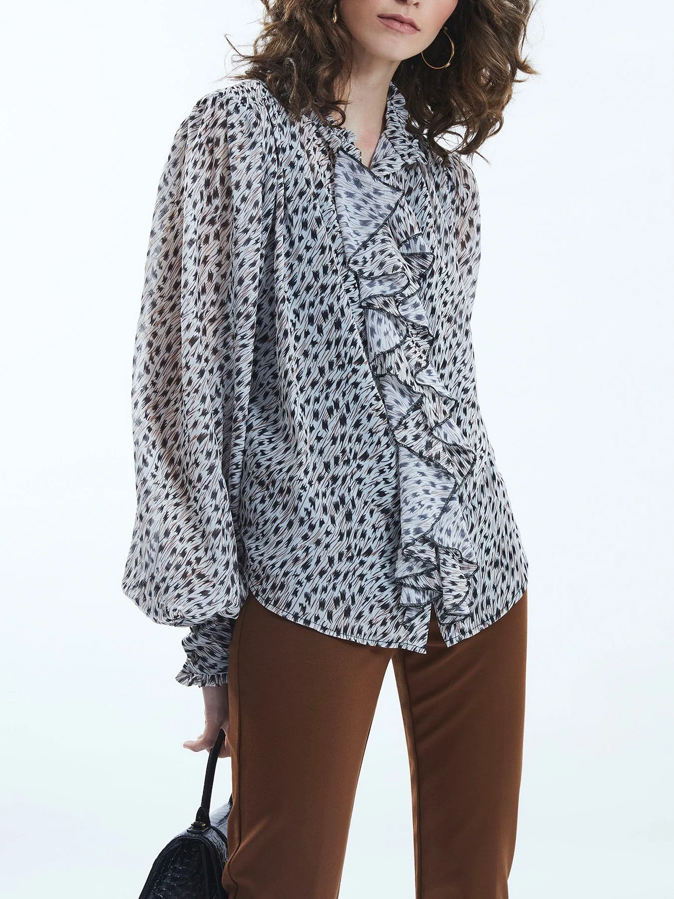 Printed Ruffle Detail Shirt - Image 4