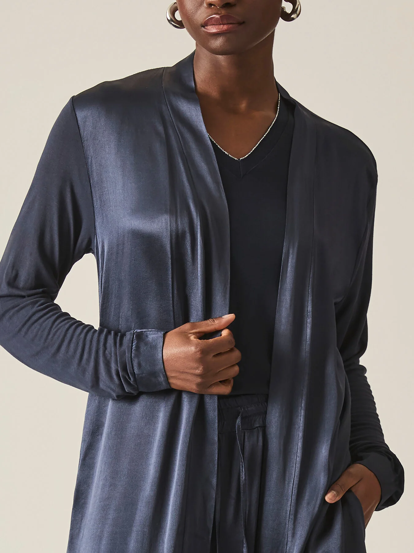 Long Satin Cardigan - Image 4