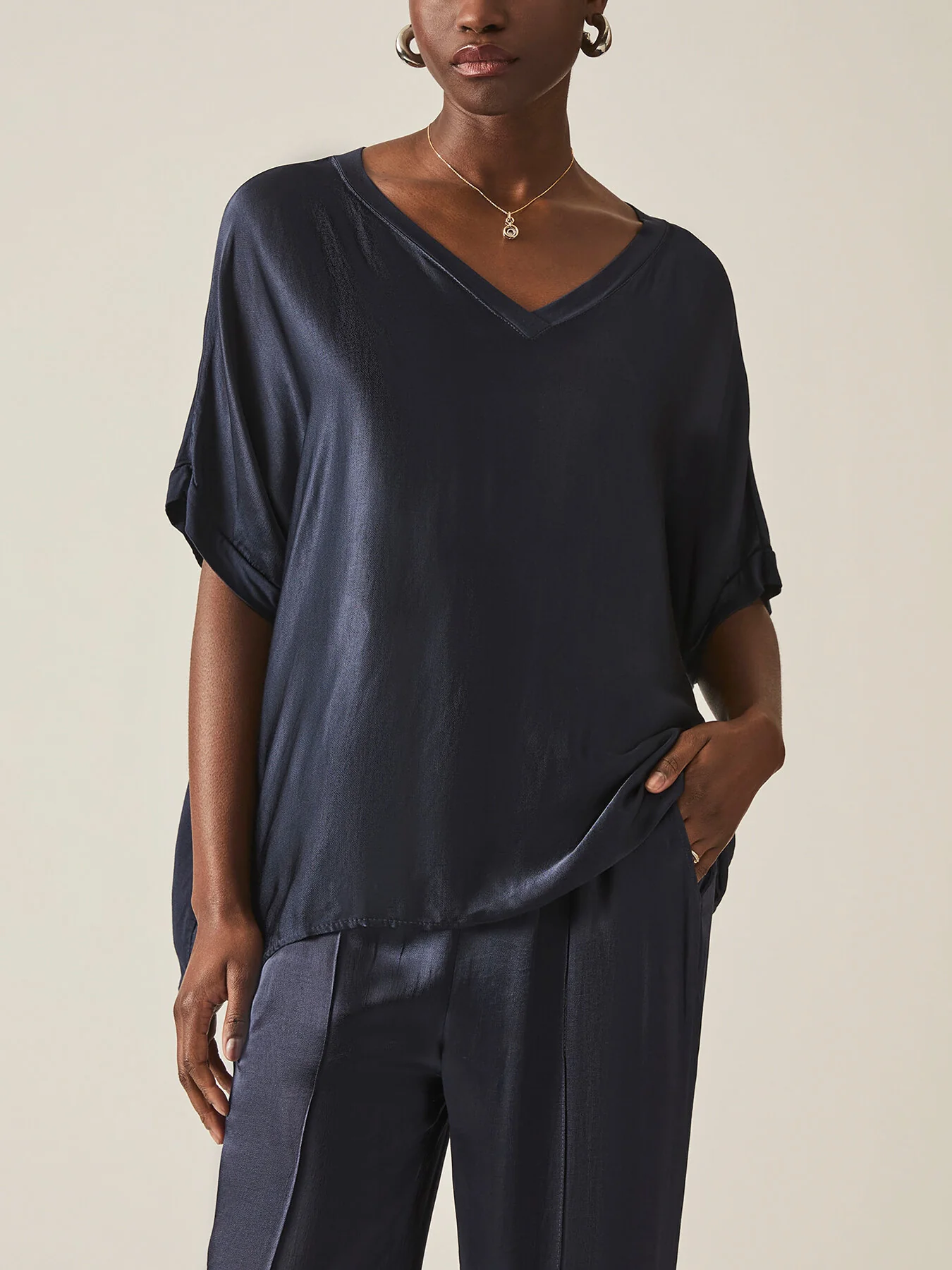 Satin Short Sleeve Top - Image 3
