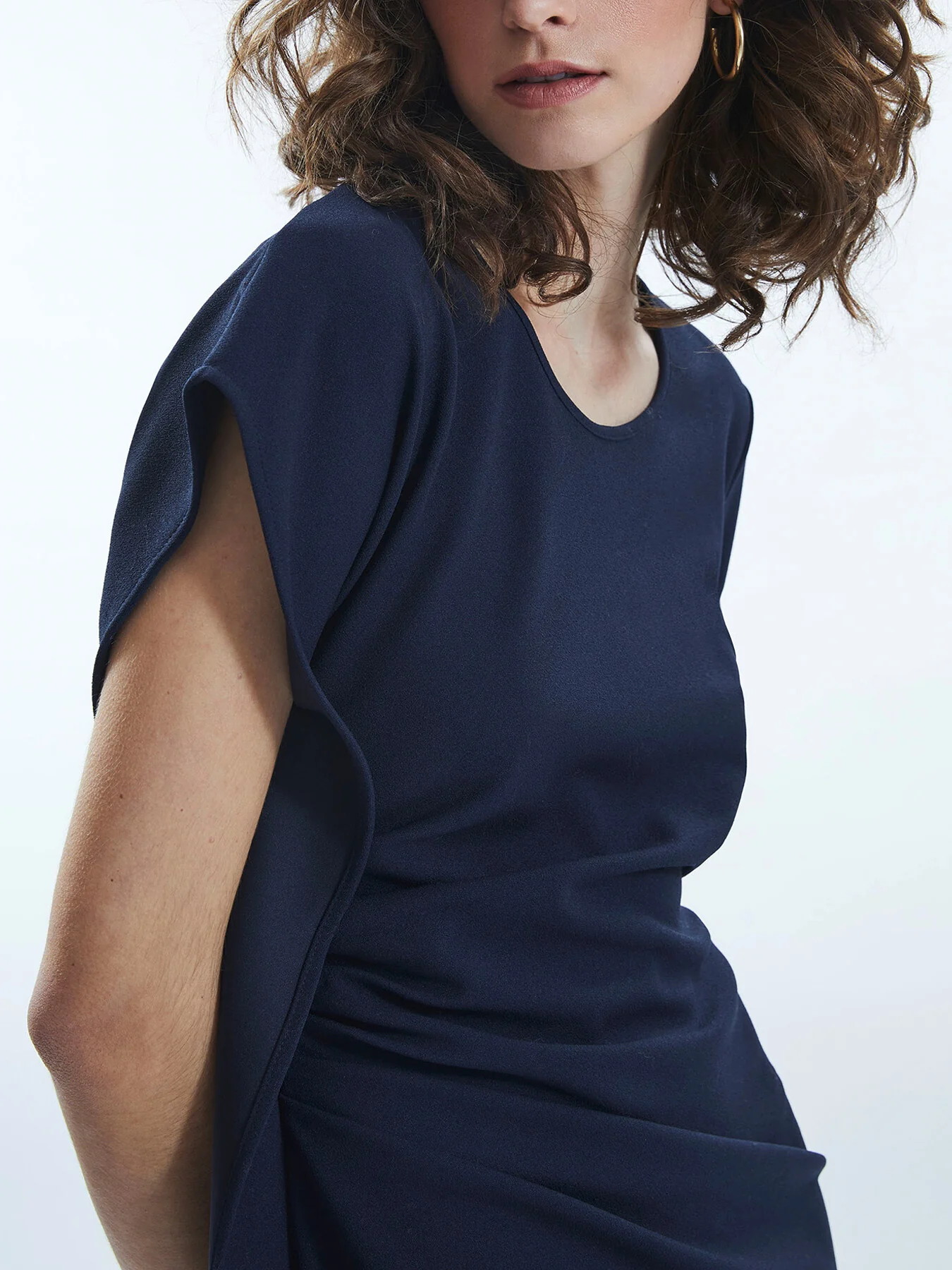 Side Ruched Asymmetrical Dress - Image 3