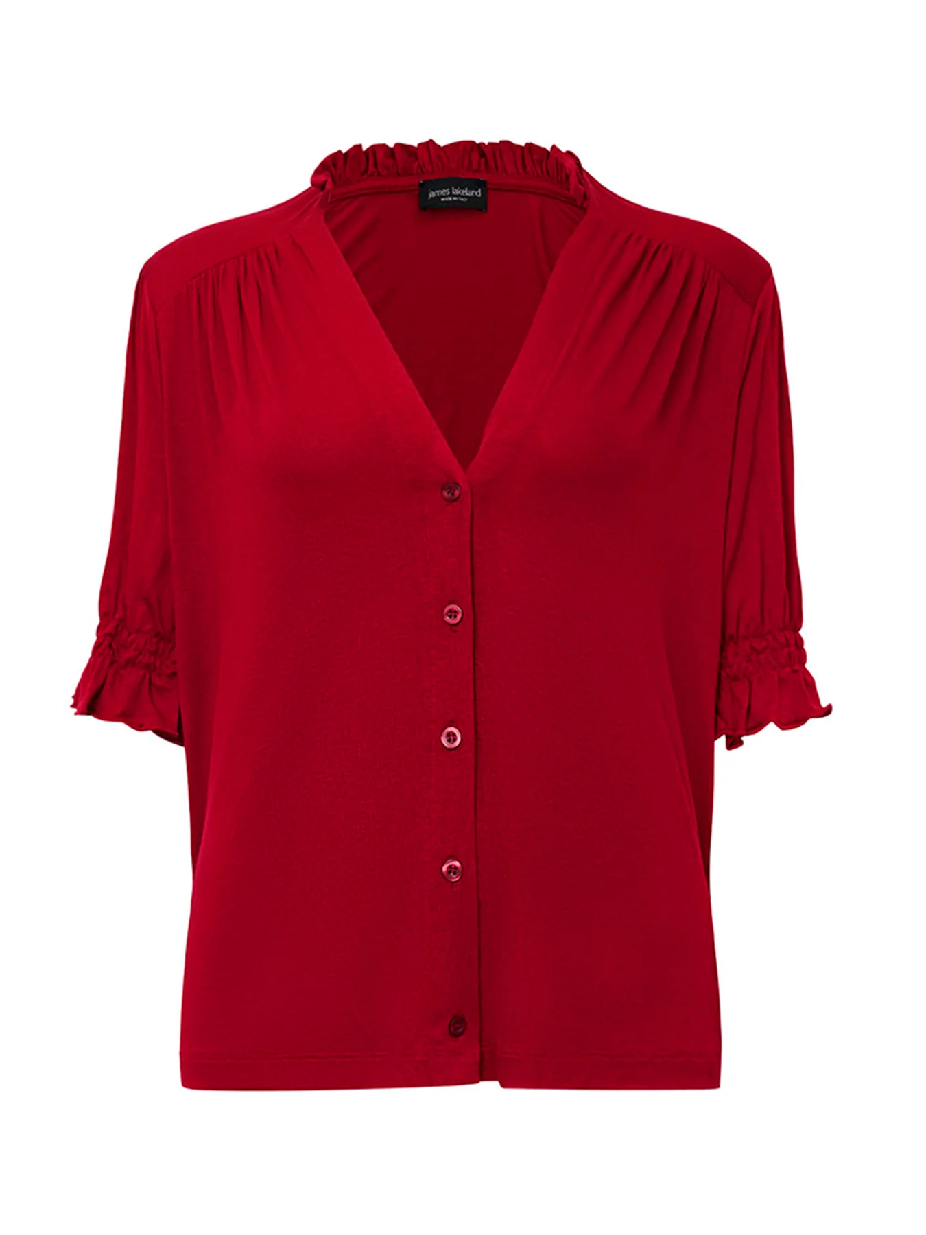 V-neck Jersey Blouse Red