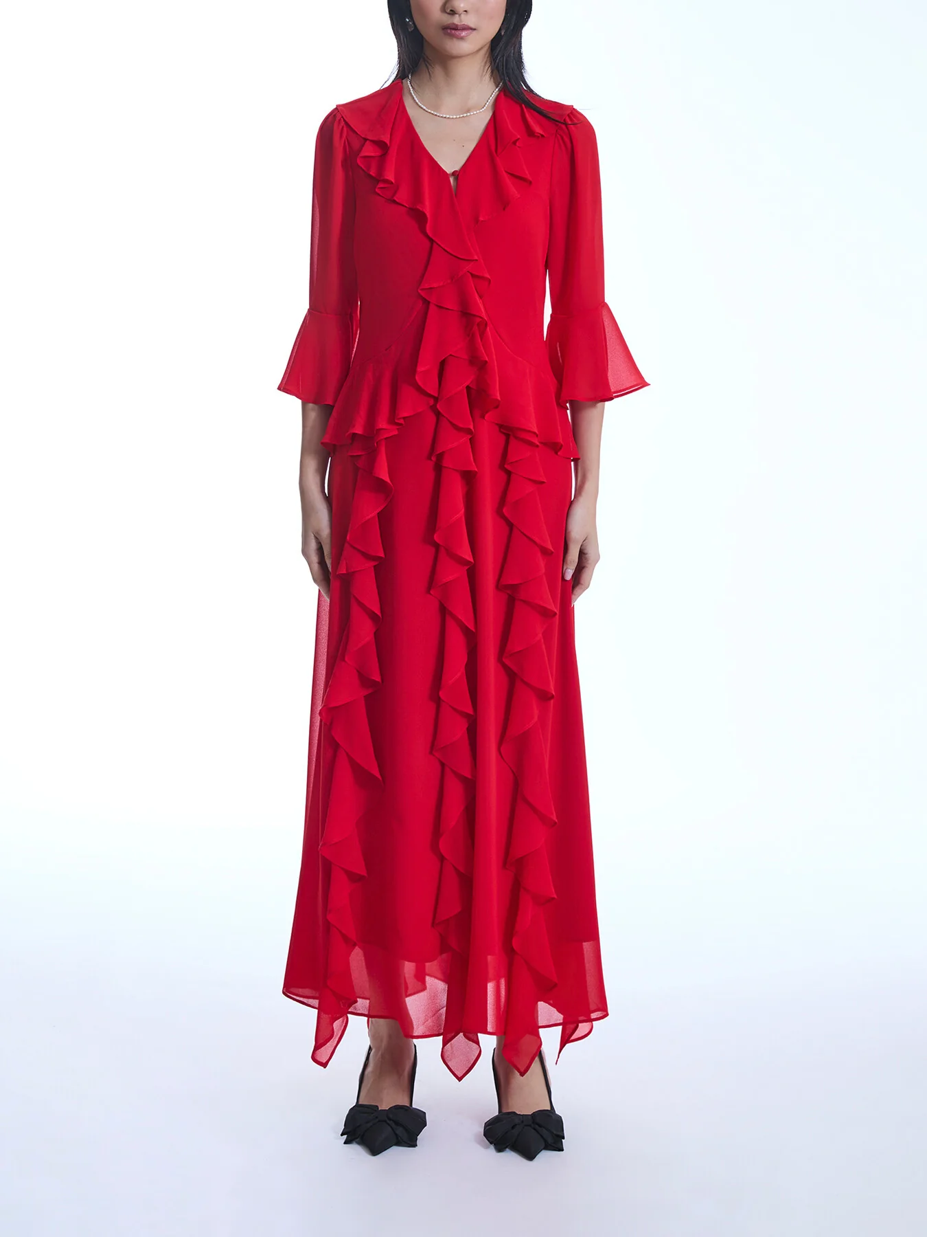V-Neck Ruffle Dress - Image 2