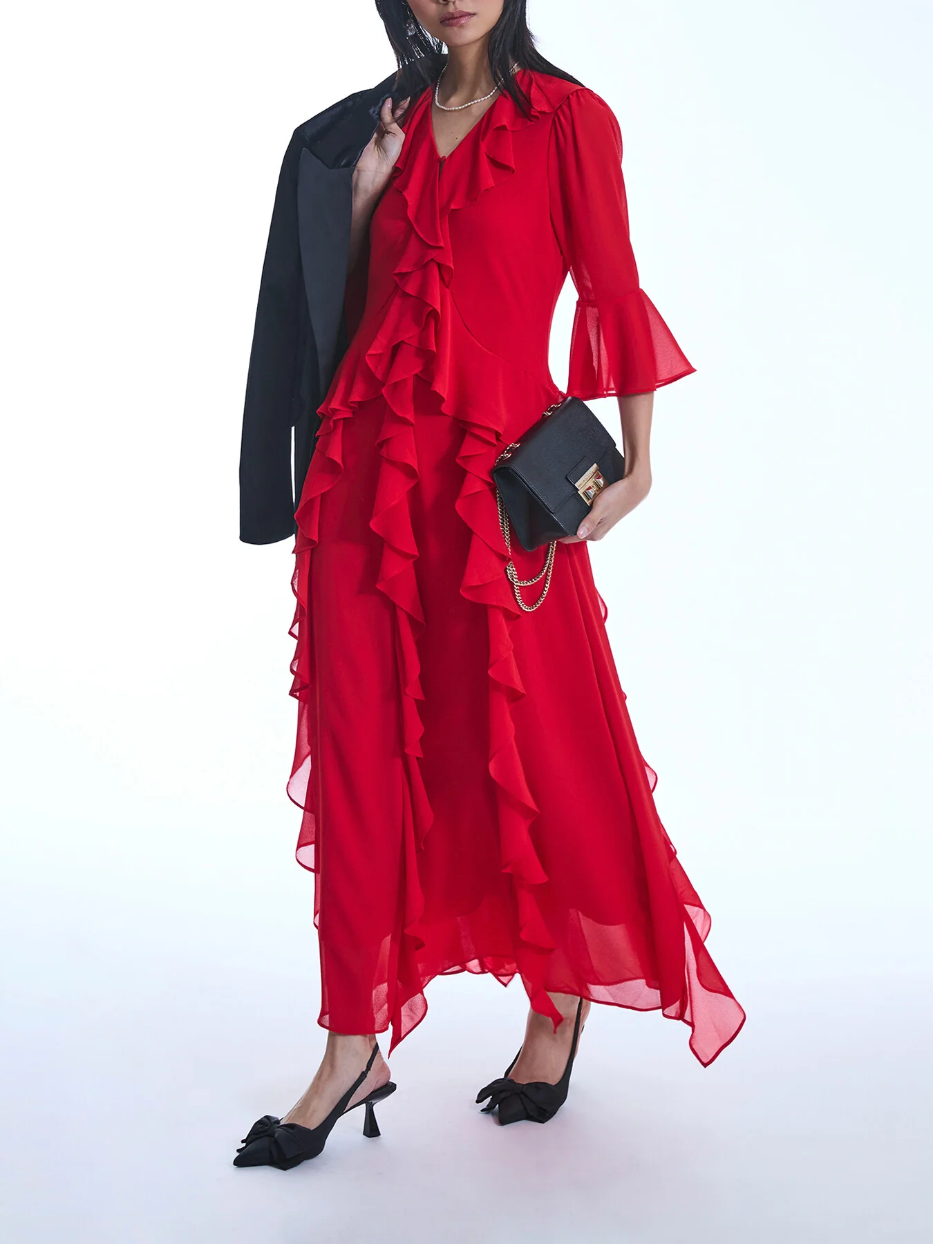 V-Neck Ruffle Dress - Image 4